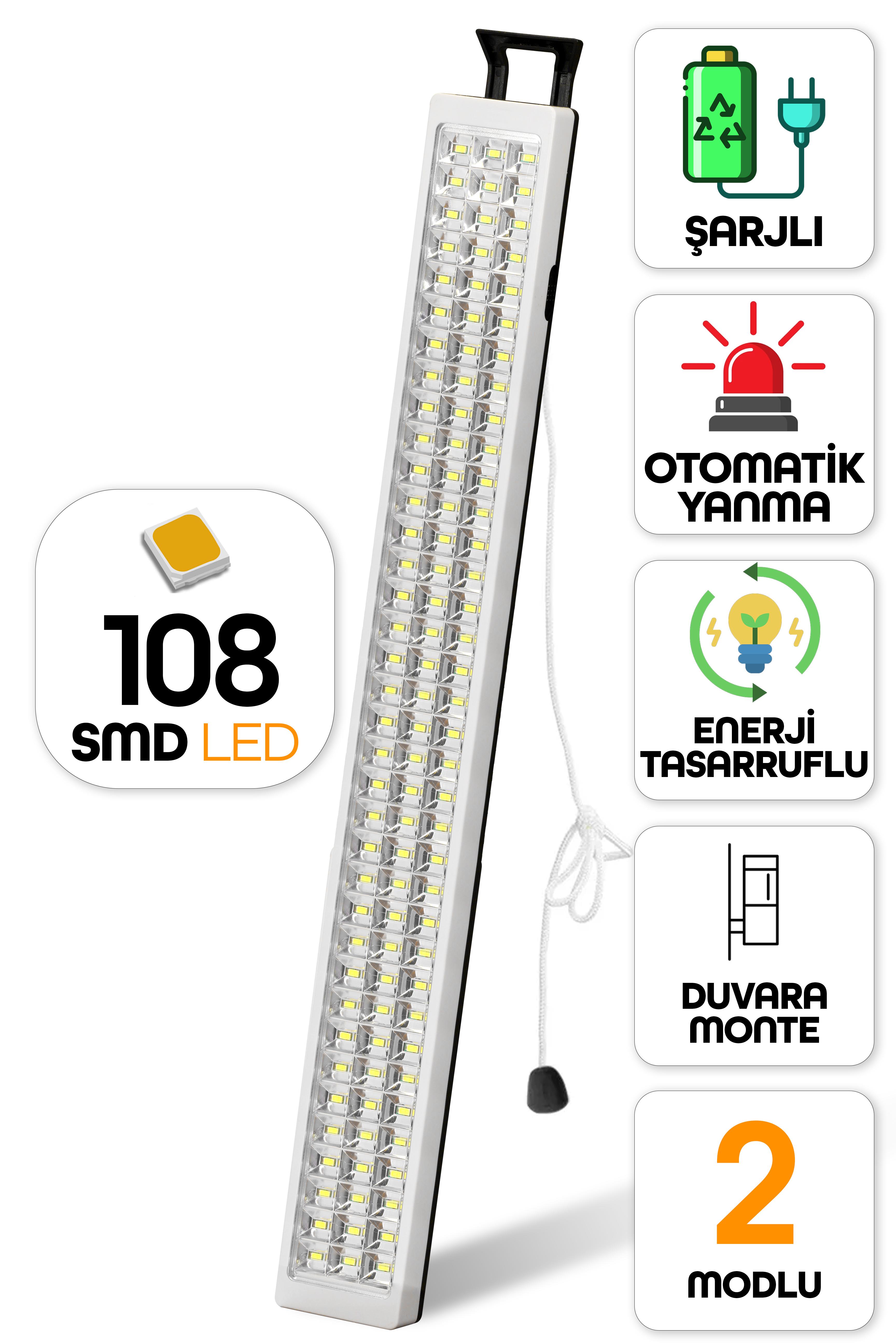 108 LED Şarjlı Işıldak POWER Lambası Otomatik Yanan Fener 2 Kademeli Elektrikli El Feneri 47712 108 LED Şarjlı Işıldak POWER Lambası Otomatik Yanan Fener 2 Kademeli Elektrikli El Feneri 47712