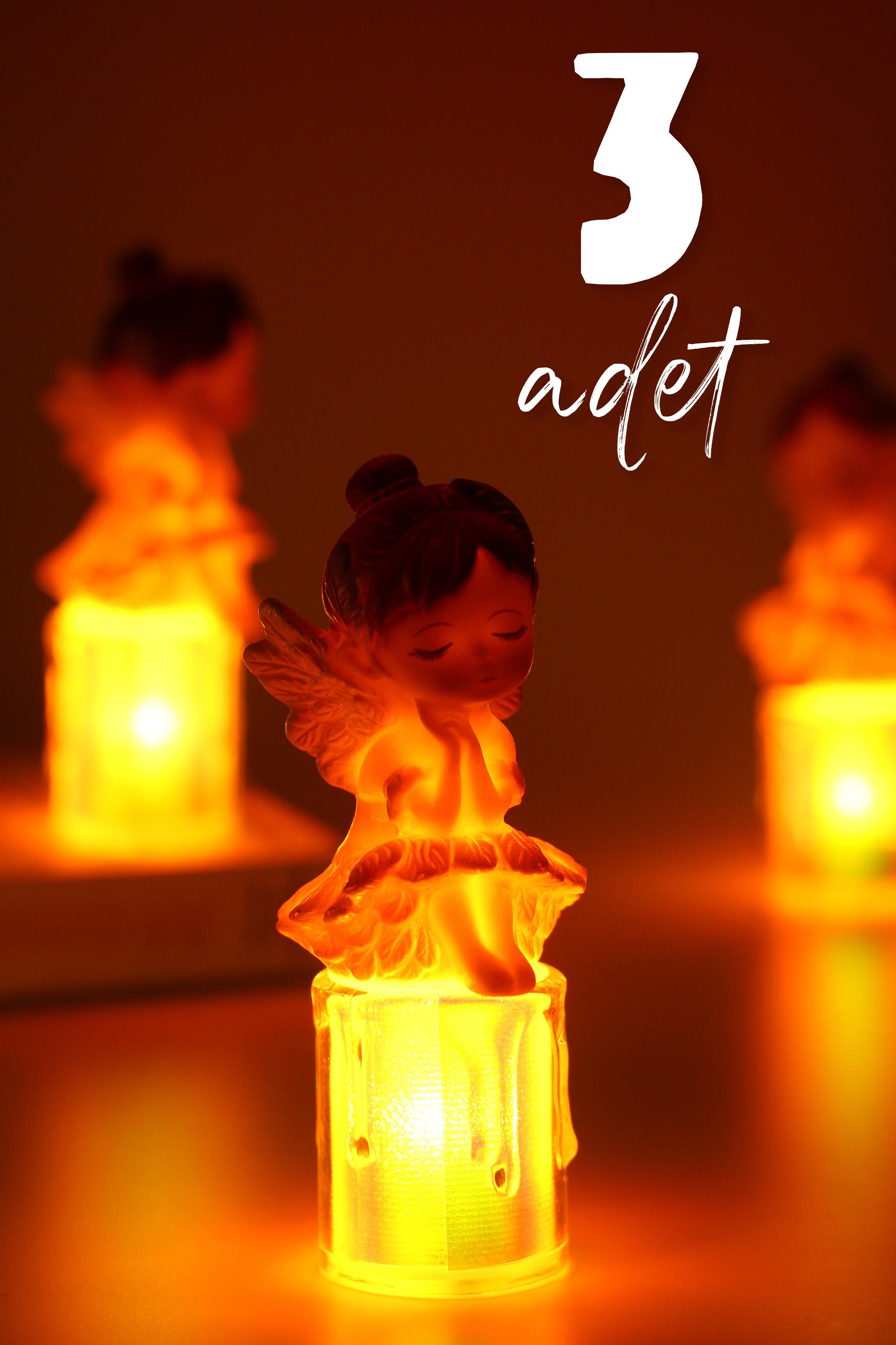 3LÜ Led Mum Kanatlı Melek Tip Dumansız Pilli Alevli Dekoratif Yapay Mum Işıldak Mor 1037-7 3LÜ Led Mum Kanatlı Melek Tip Dumansız Pilli Alevli Dekoratif Yapay Mum Işıldak Mor 1037-7