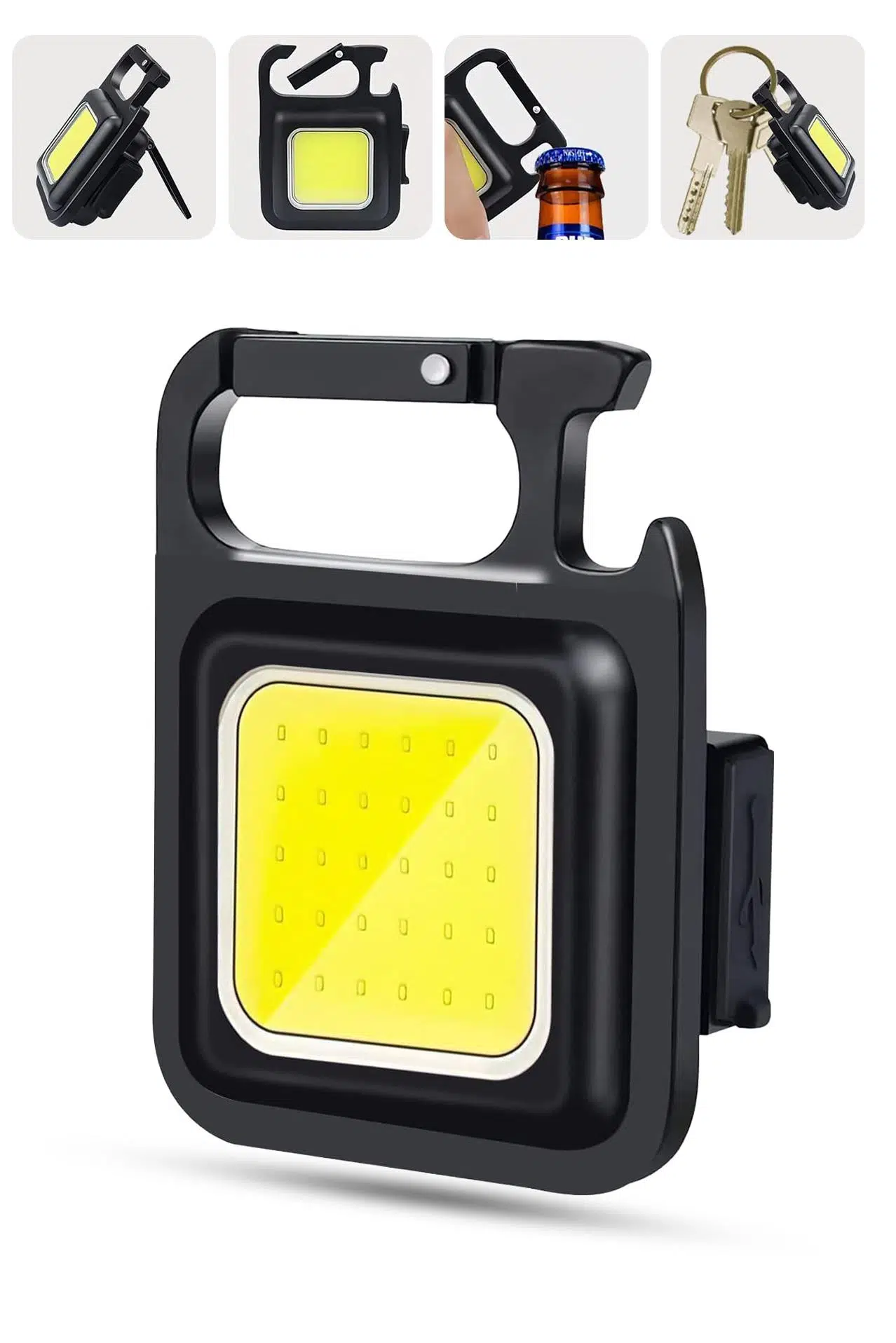 4 MOD Şarjlı Anahtarlık El Feneri Mini Boy Karabina Askılı COB LED Lamba Acil Durum Işığı 47741