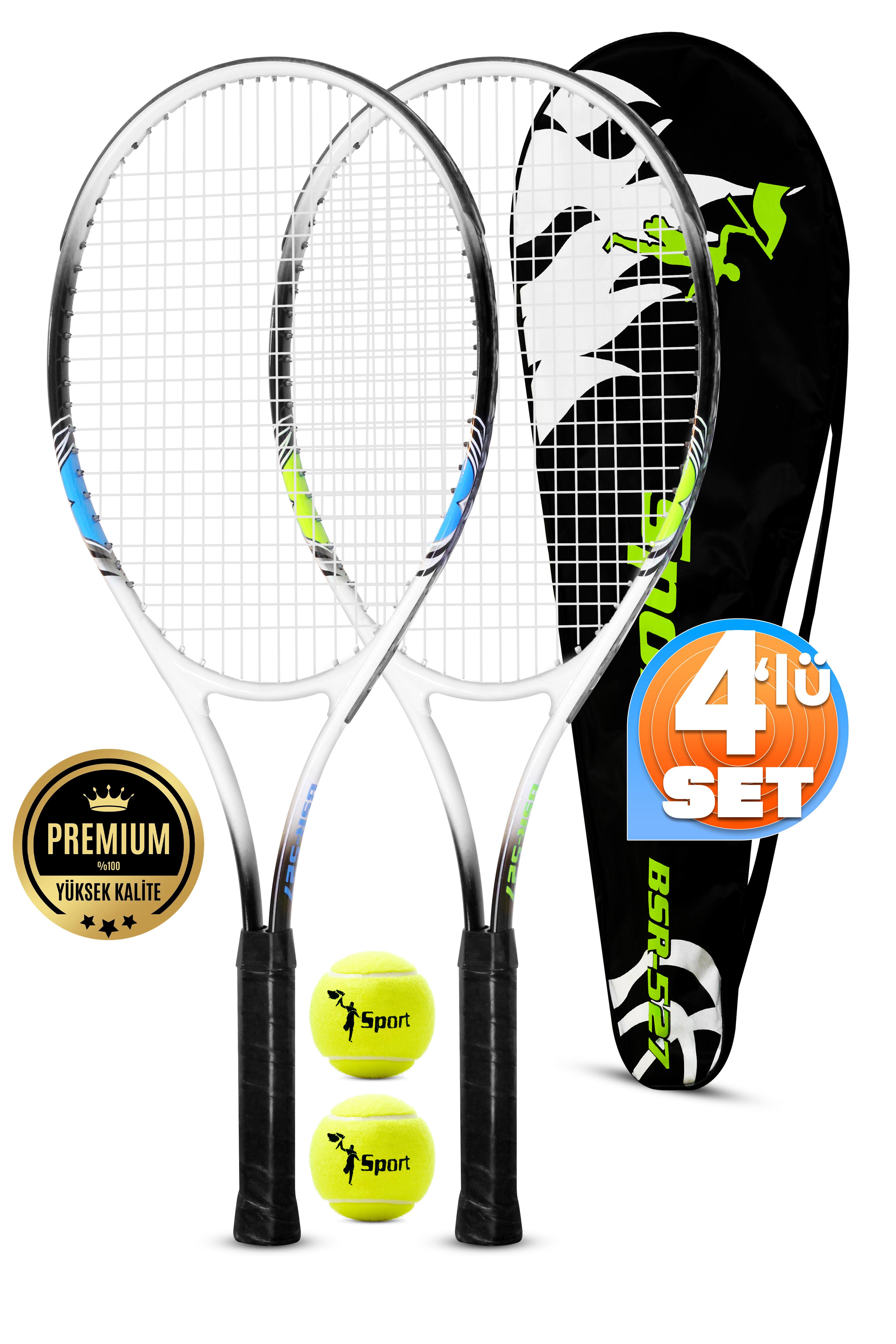 4lü SET Deluxe 27 İnç 2 Tenis Raketi Seti 2 Top Çantalı Yetişkin Tennis Racket L2 Grip 68 cm 527 4lü SET Deluxe 27 İnç 2 Tenis Raketi Seti 2 Top Çantalı Yetişkin Tennis Racket L2 Grip 68 cm 527
