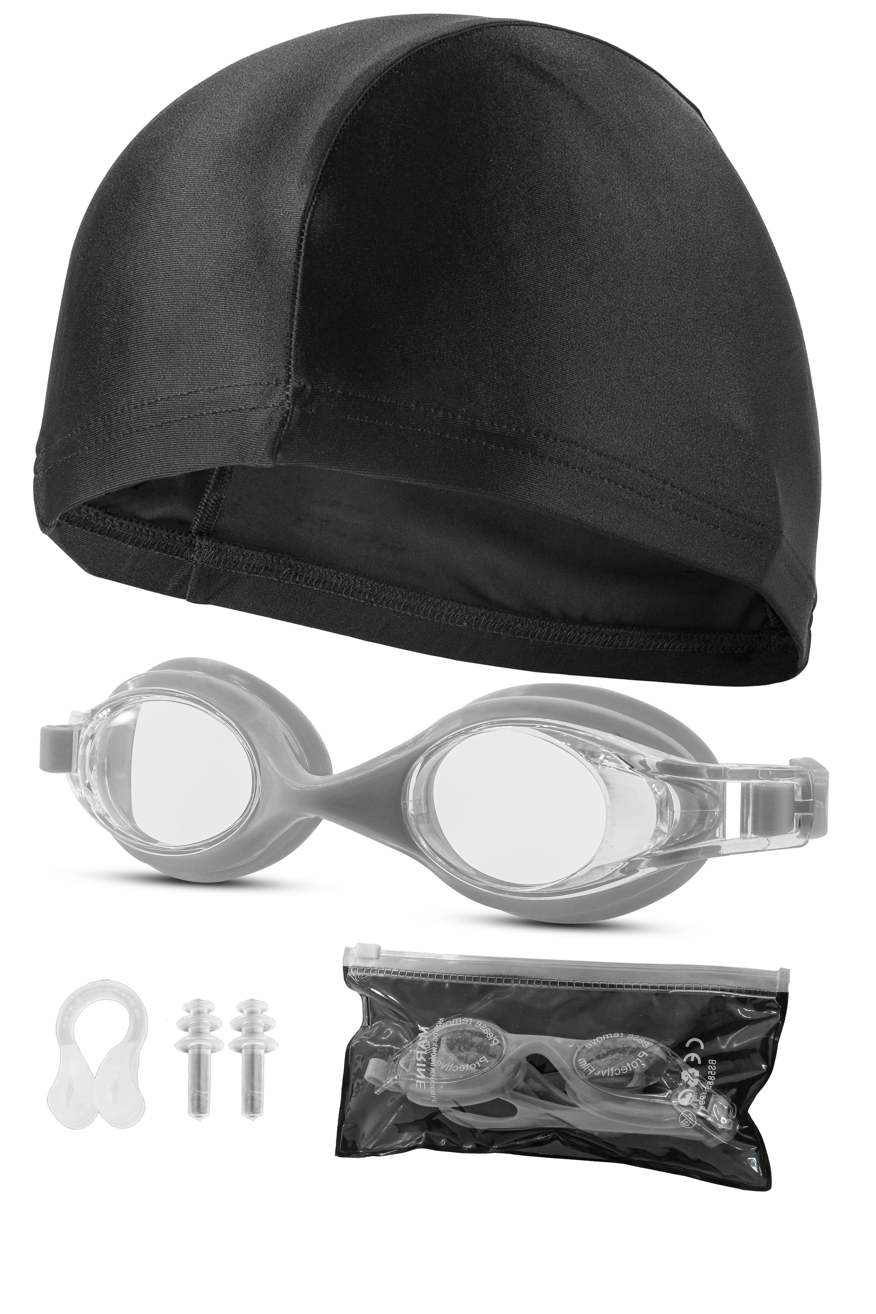 4lü Set Yüzücü Gözlüğü Kumaş Bone Kulak Ve Burun Tıkaçlı Set Yüzme Havuz Deniz Gözlüğü Gri 4lü Set Yüzücü Gözlüğü Kumaş Bone Kulak Ve Burun Tıkaçlı Set Yüzme Havuz Deniz Gözlüğü Gri