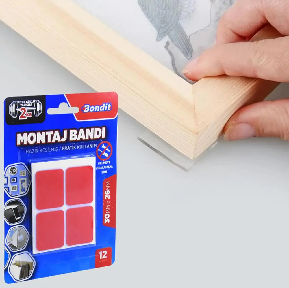 Bondit Çerçeve Tablo Banyo Mutfak Montaj Bandı Dörtgen 30x26mm 
