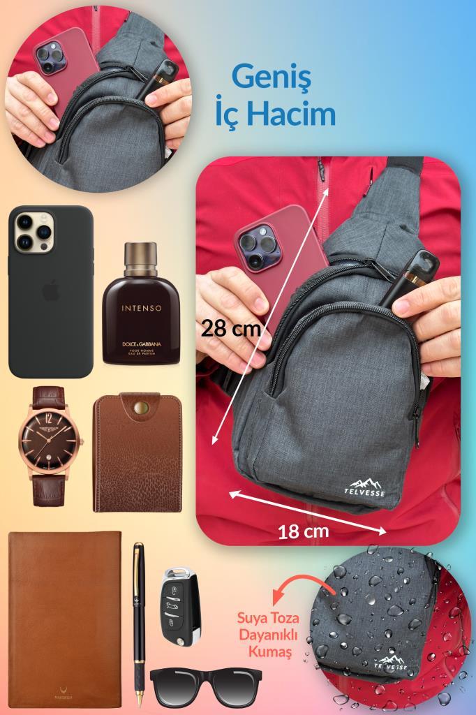 Burgos Unisex 3 Bölmeli Su Geçirmez Çapraz Askılı Bel Omuz Çanta Göğüs Günlük Bodybag M1 Füme Burgos Unisex 3 Bölmeli Su Geçirmez Çapraz Askılı Bel Omuz Çanta Göğüs Günlük Bodybag M1 Füme