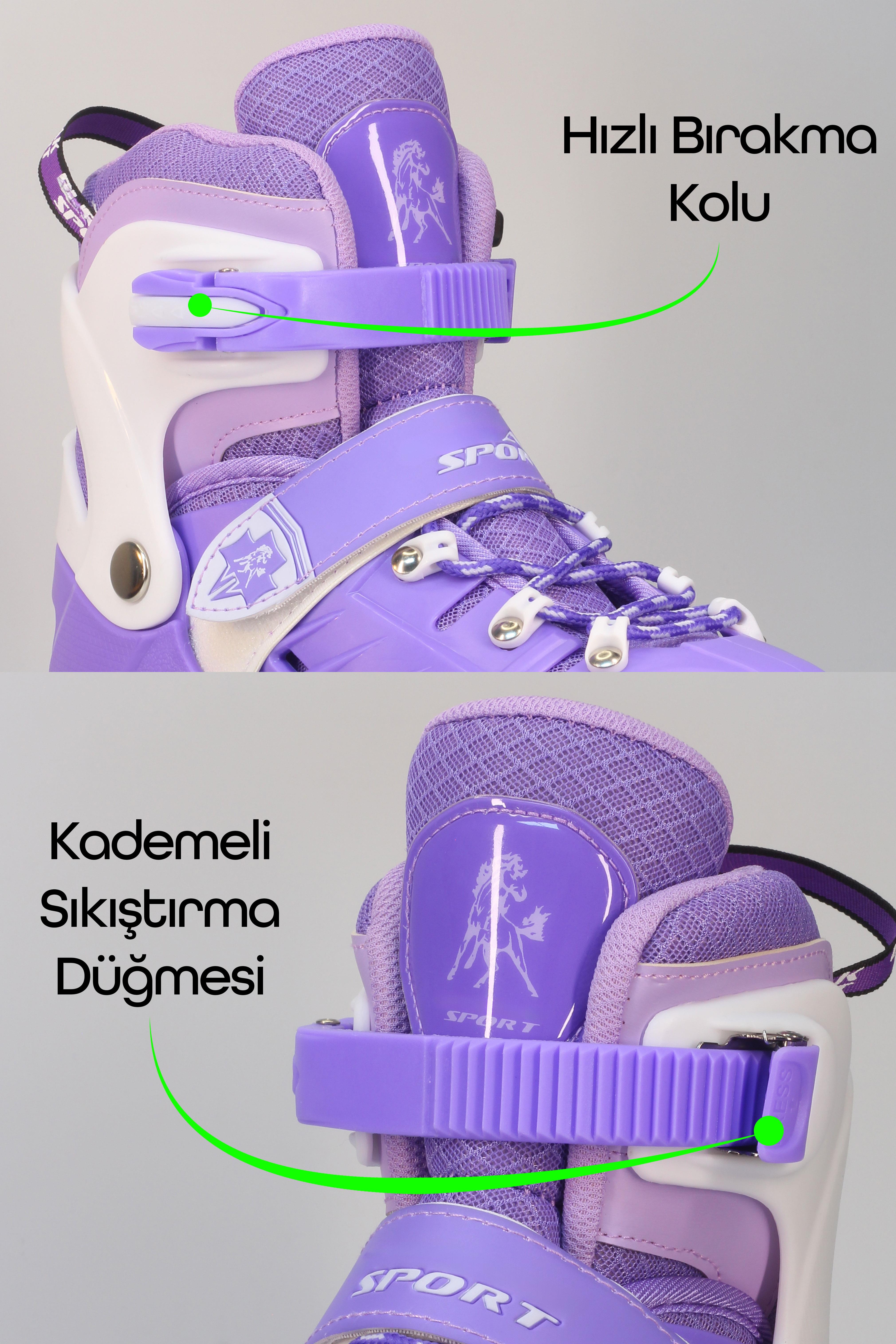 Çantalı Paten Çift Sıra Ayarlanabilir Tekerli Ayarlı Beden Alıştırma Çocuk Genç Pateni Mor 8888 Çantalı Paten Çift Sıra Ayarlanabilir Tekerli Ayarlı Beden Alıştırma Çocuk Genç Pateni Mor 8888