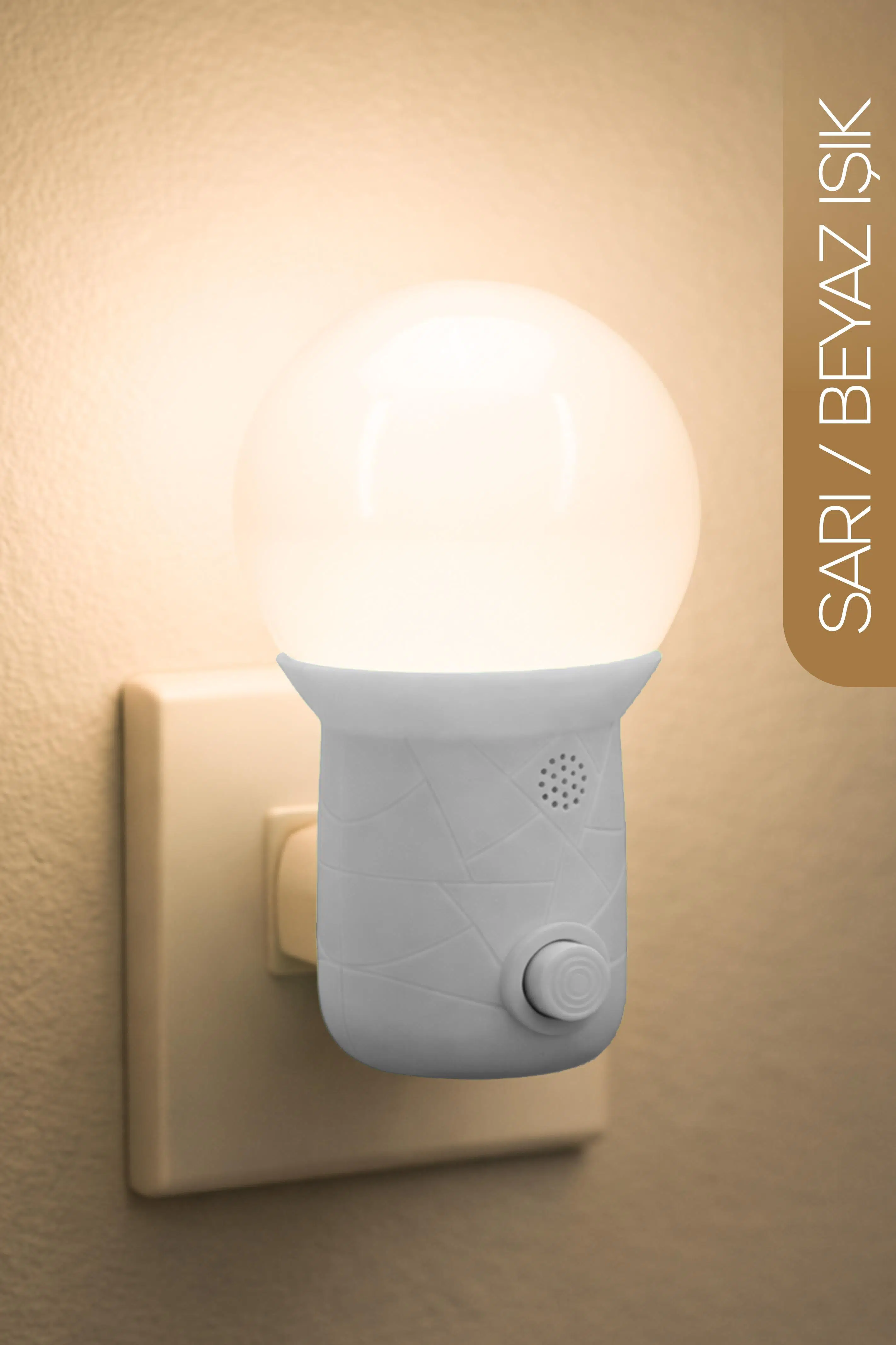 Gece Lambası Kubbe Tip 2 MOD Sarı-Beyaz Işık Tuşlu Koridor Hol Işığı Uyuma Işığı Beyaz GC11