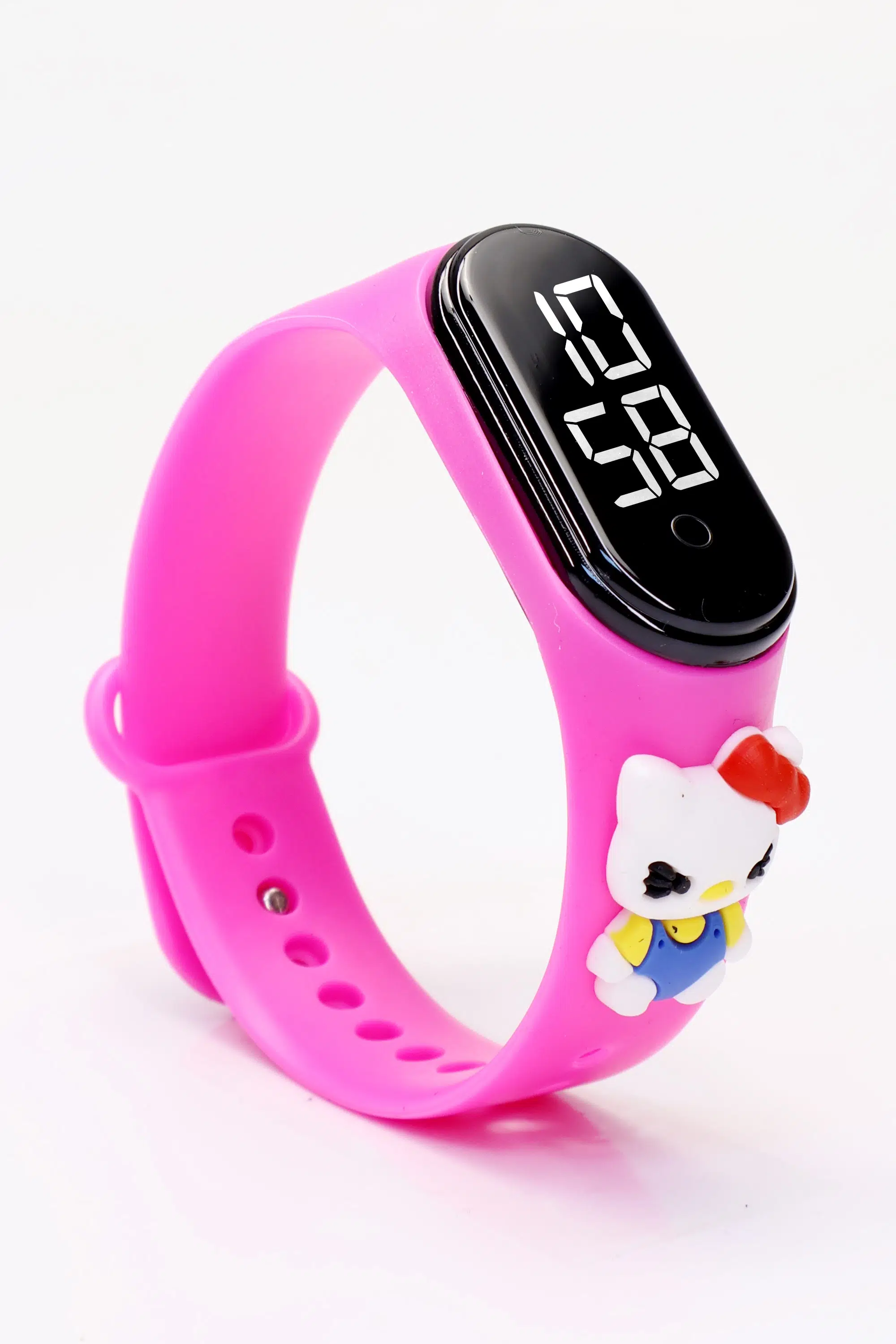 H.Kitty Figürlü Dijital LED Takvimli Çocuk Kol Saati Dokunmatik Tuşlu Su Geçirmez Pembe-Kitty