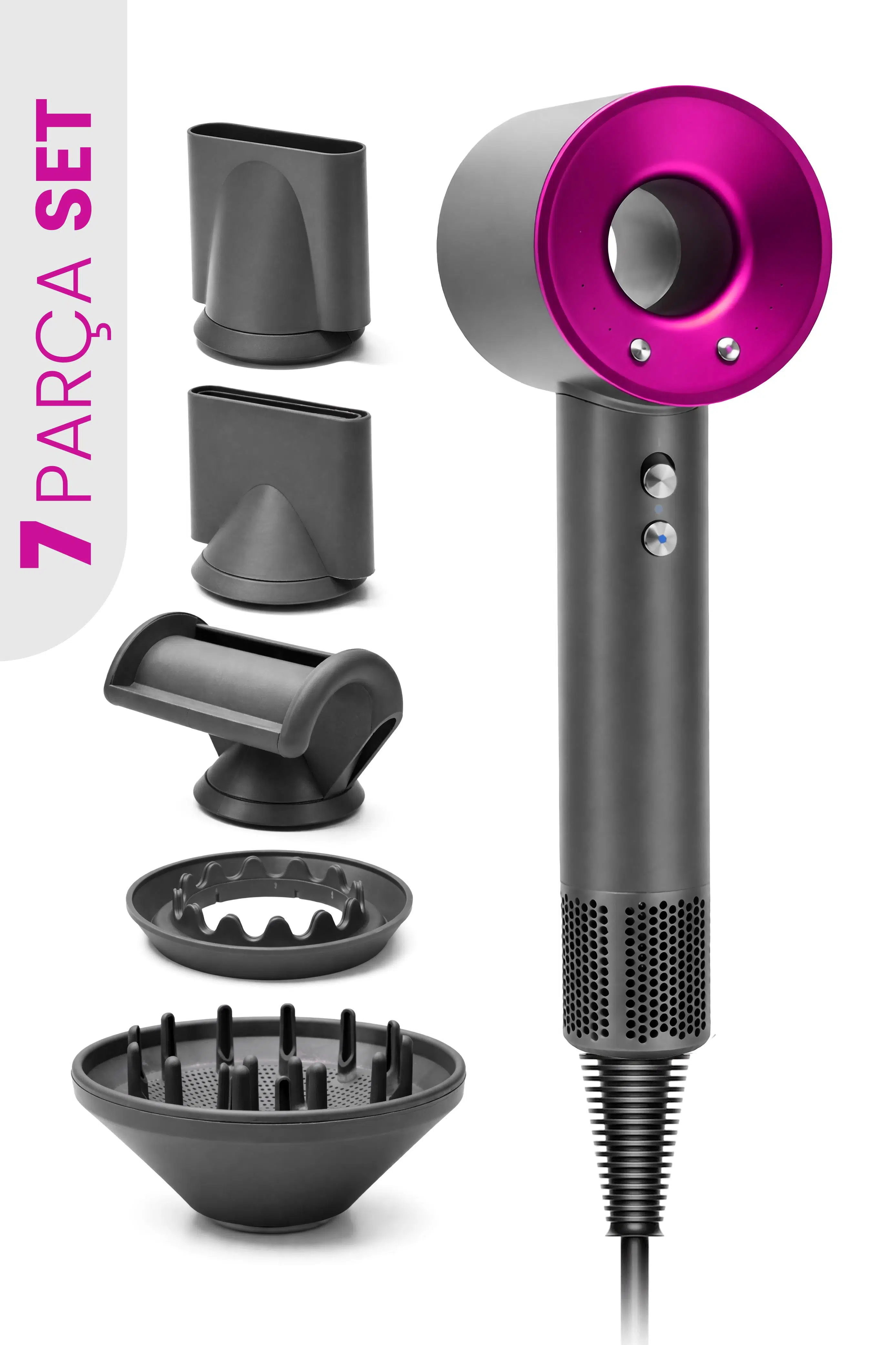 İonizerPRO 5 Başlıklı 2026 İyonizerli Plazma Saç Kurutma Fön Makinesi Askı Aparatı Dahil Pembe 08