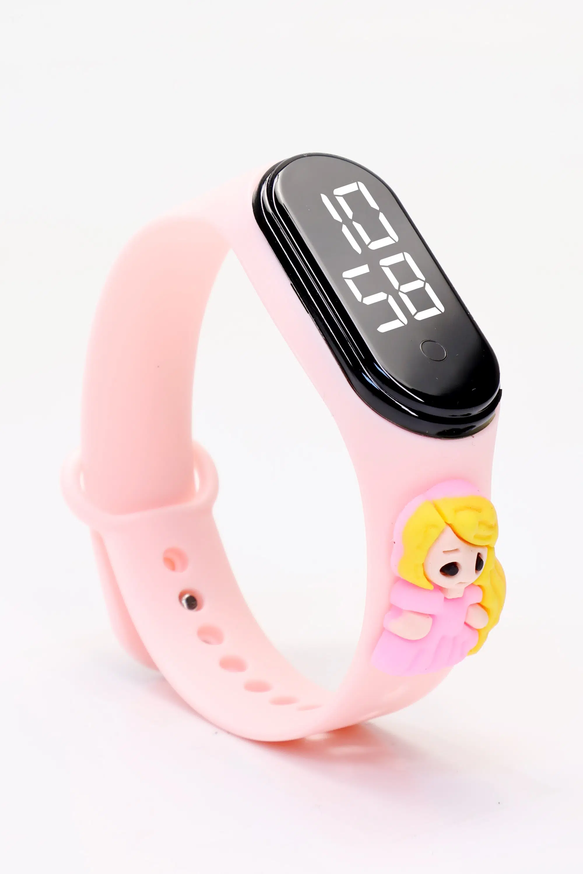 Kız Figürlü Dijital LED Takvimli Çocuk Kol Saati Dokunmatik Tuşlu Su Geçirmez A.Pembe-Kız