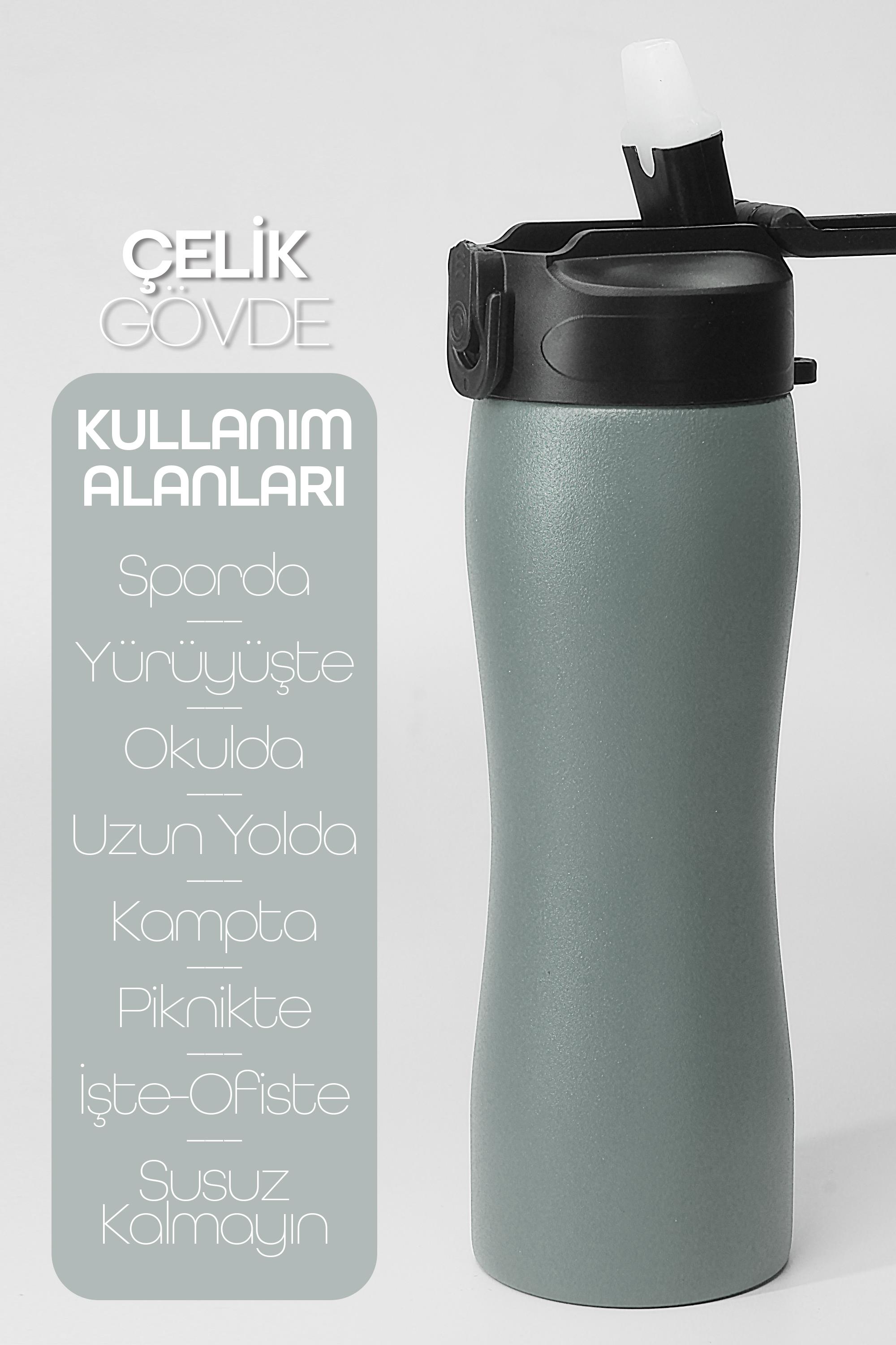 Komple Paslanmaz Çelik Matara Pipetli Mat Renk Spor Matarası Suluğu 304 Çelik Suluk Füme 1158 Komple Paslanmaz Çelik Matara Pipetli Mat Renk Spor Matarası Suluğu 304 Çelik Suluk Füme 1158