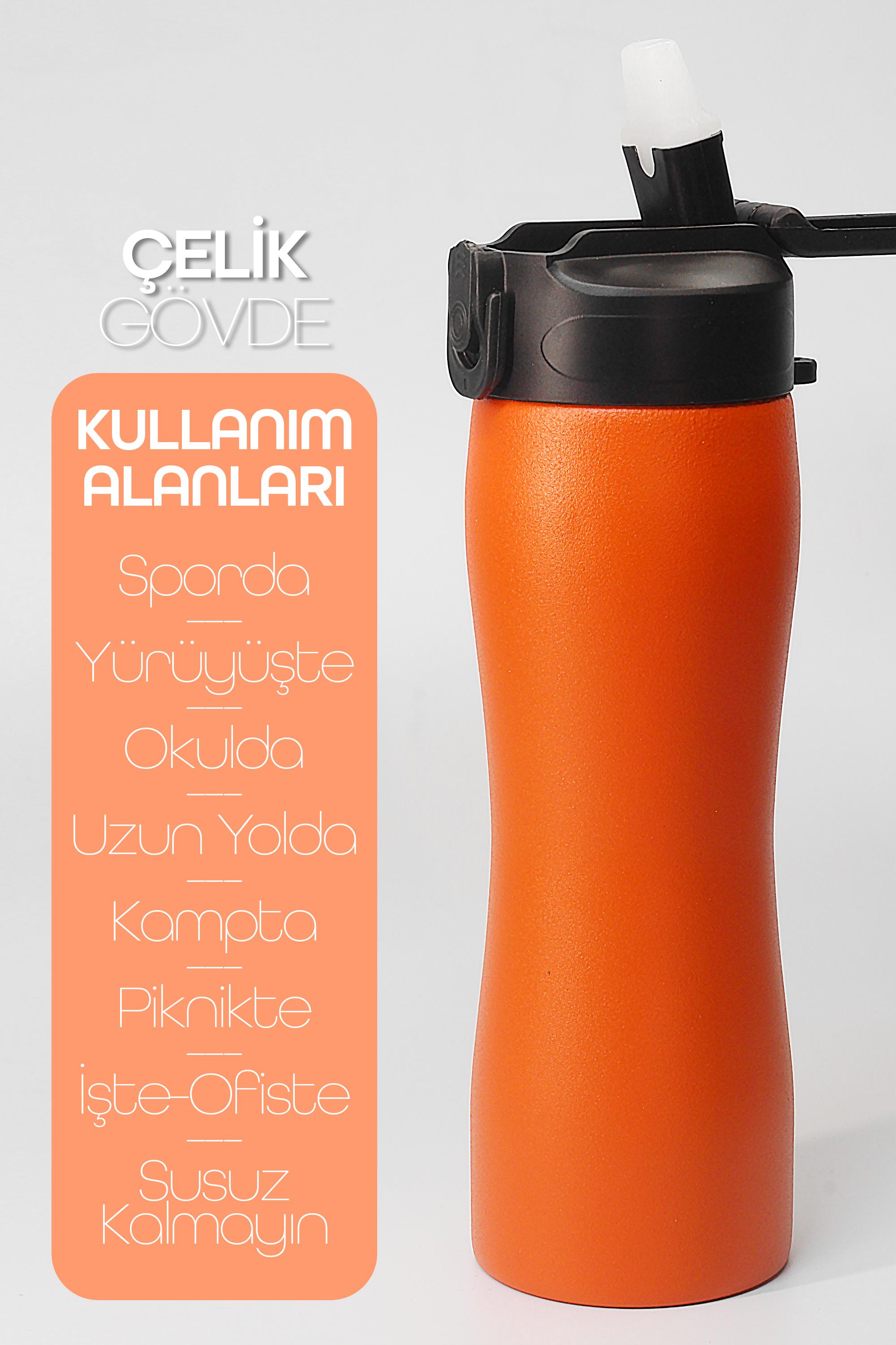 Komple Paslanmaz Çelik Matara Pipetli Mat Renk Spor Matarası Suluğu 304 Çelik Suluk Turuncu 1158 Komple Paslanmaz Çelik Matara Pipetli Mat Renk Spor Matarası Suluğu 304 Çelik Suluk Turuncu 1158