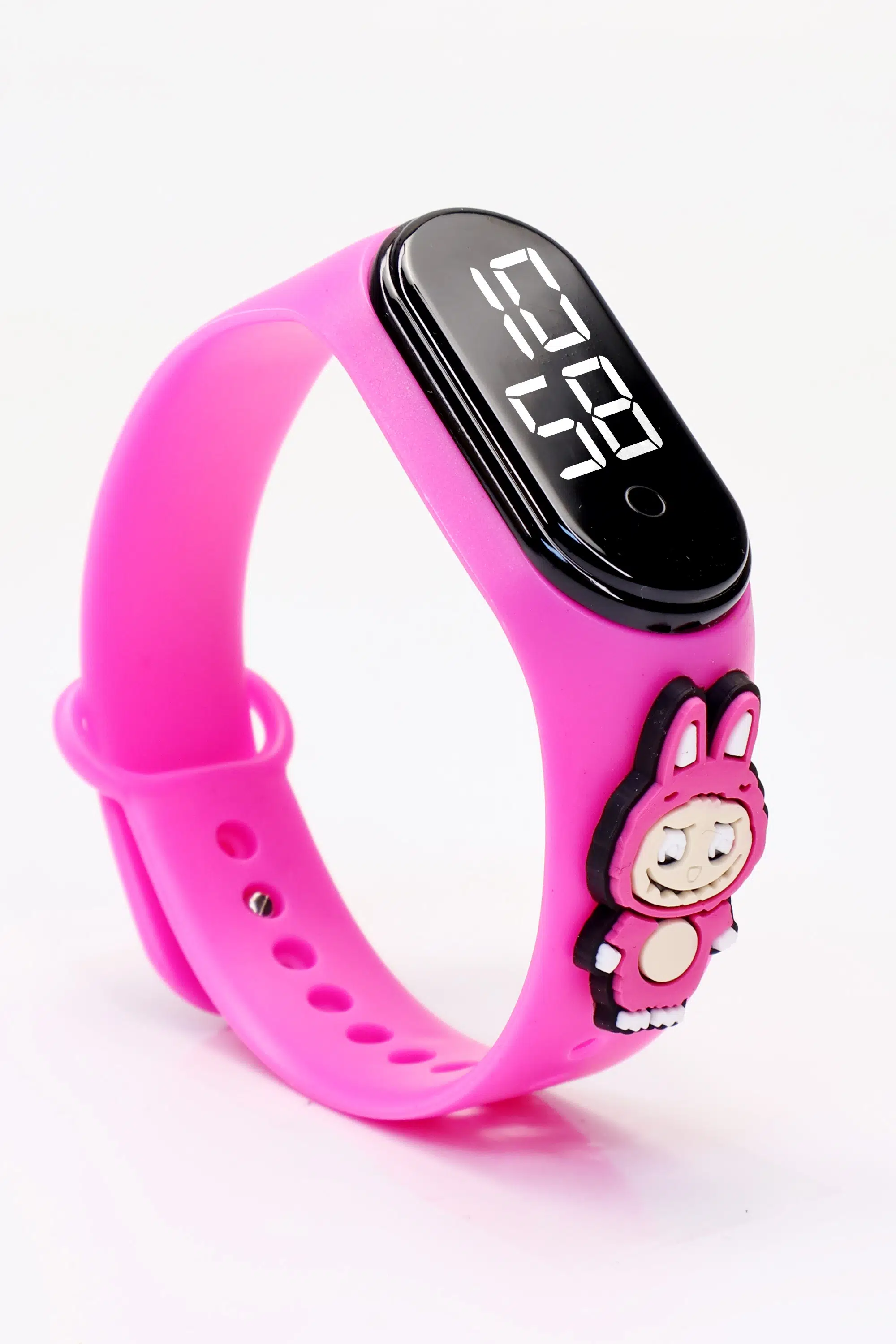 Labubu Figürlü Dijital LED Takvimli Çocuk Kol Saati Dokunmatik Tuşlu Su Geçirmez Pembe-Labubu