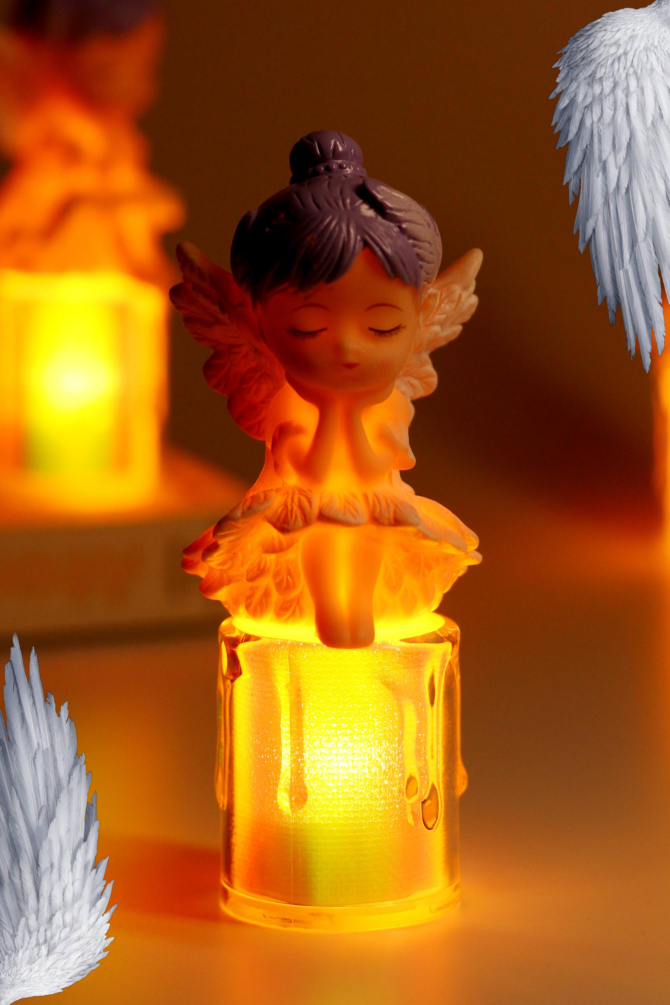 Led Mum Kanatlı Melek Tip Dumansız Pilli Alevli Dekoratif Yapay Mum Işıldak Mor 1037-7 Led Mum Kanatlı Melek Tip Dumansız Pilli Alevli Dekoratif Yapay Mum Işıldak Mor 1037-7