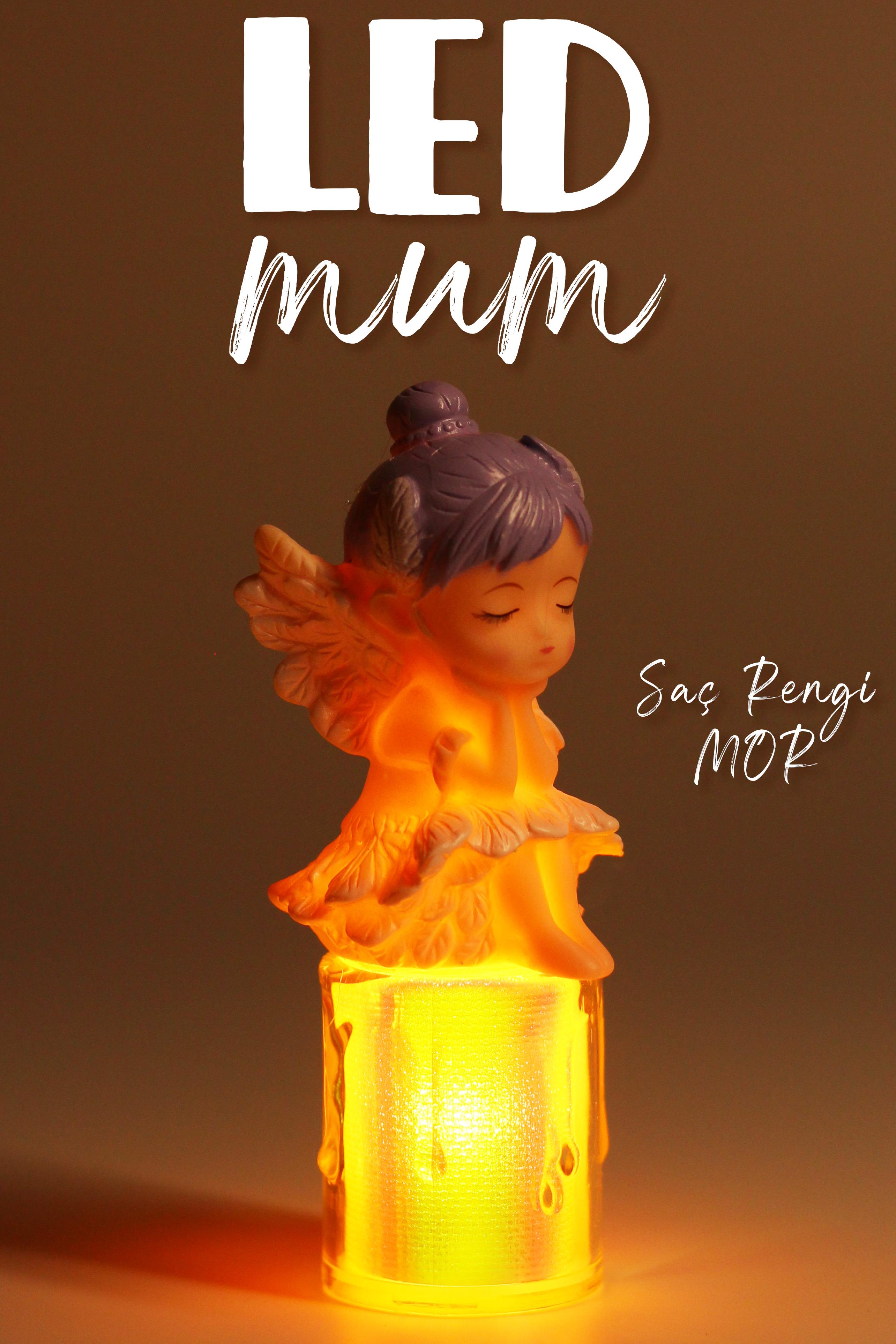 Led Mum Kanatlı Melek Tip Dumansız Pilli Alevli Dekoratif Yapay Mum Işıldak Mor 1037-7 Led Mum Kanatlı Melek Tip Dumansız Pilli Alevli Dekoratif Yapay Mum Işıldak Mor 1037-7