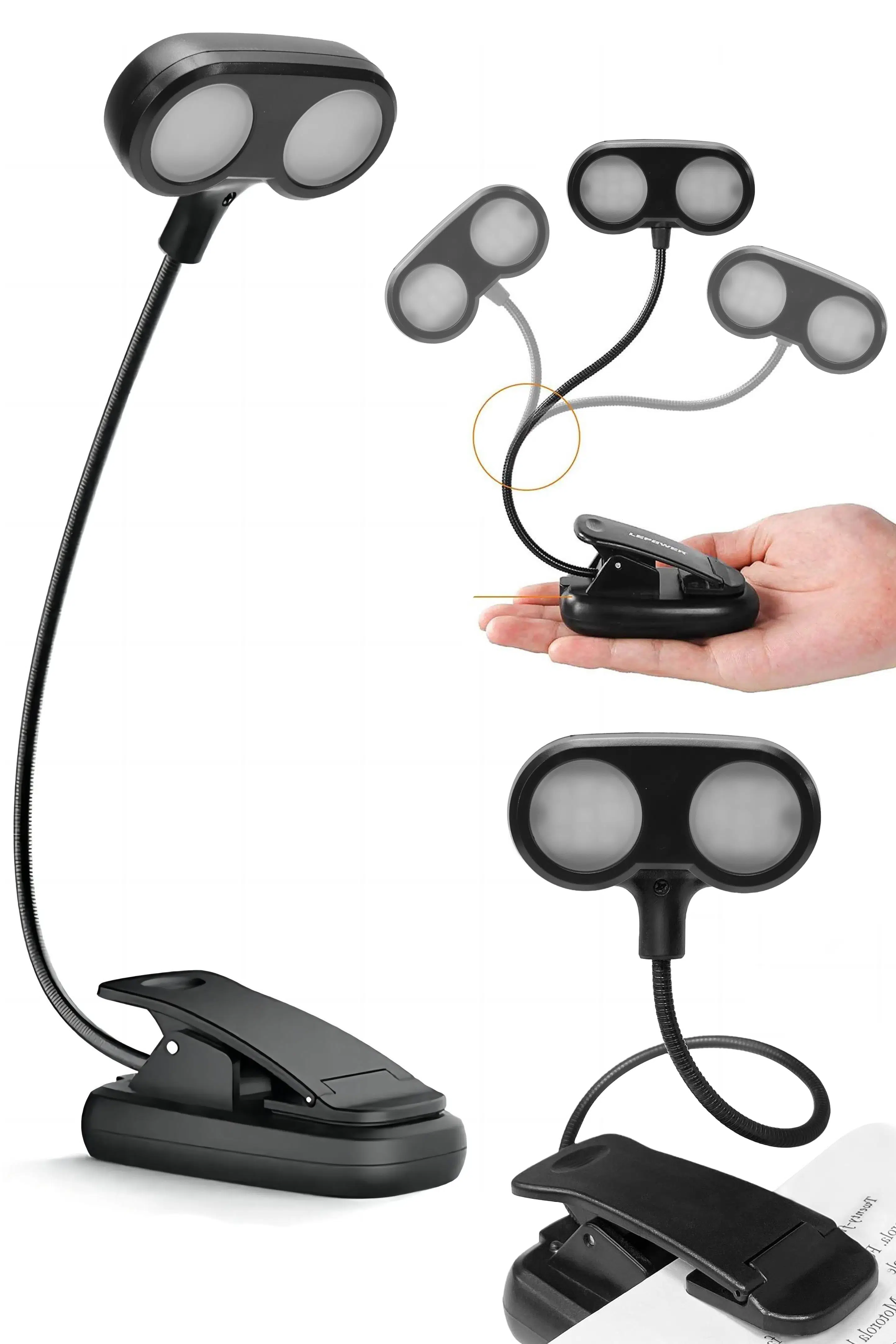 Ledli 2 Renk Işıklı Klipsli Mini Kitap Okuma Lambası Mandallı Masa Lambası Kitap Okuma Işığı 012