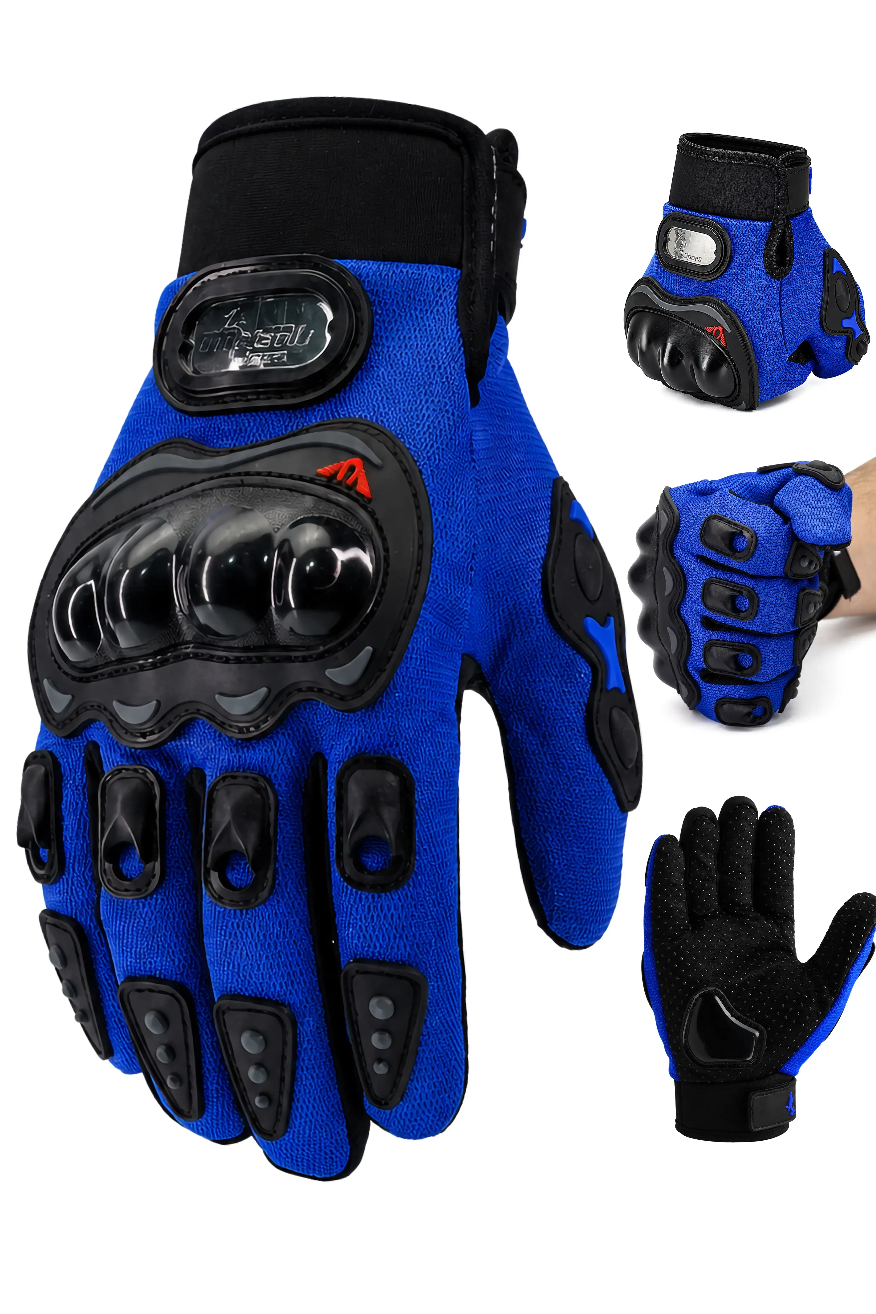 M Beden Korumalı Motosiklet Eldiveni Unisex Bisiklet Motorcu Eldiveni Mavi 113