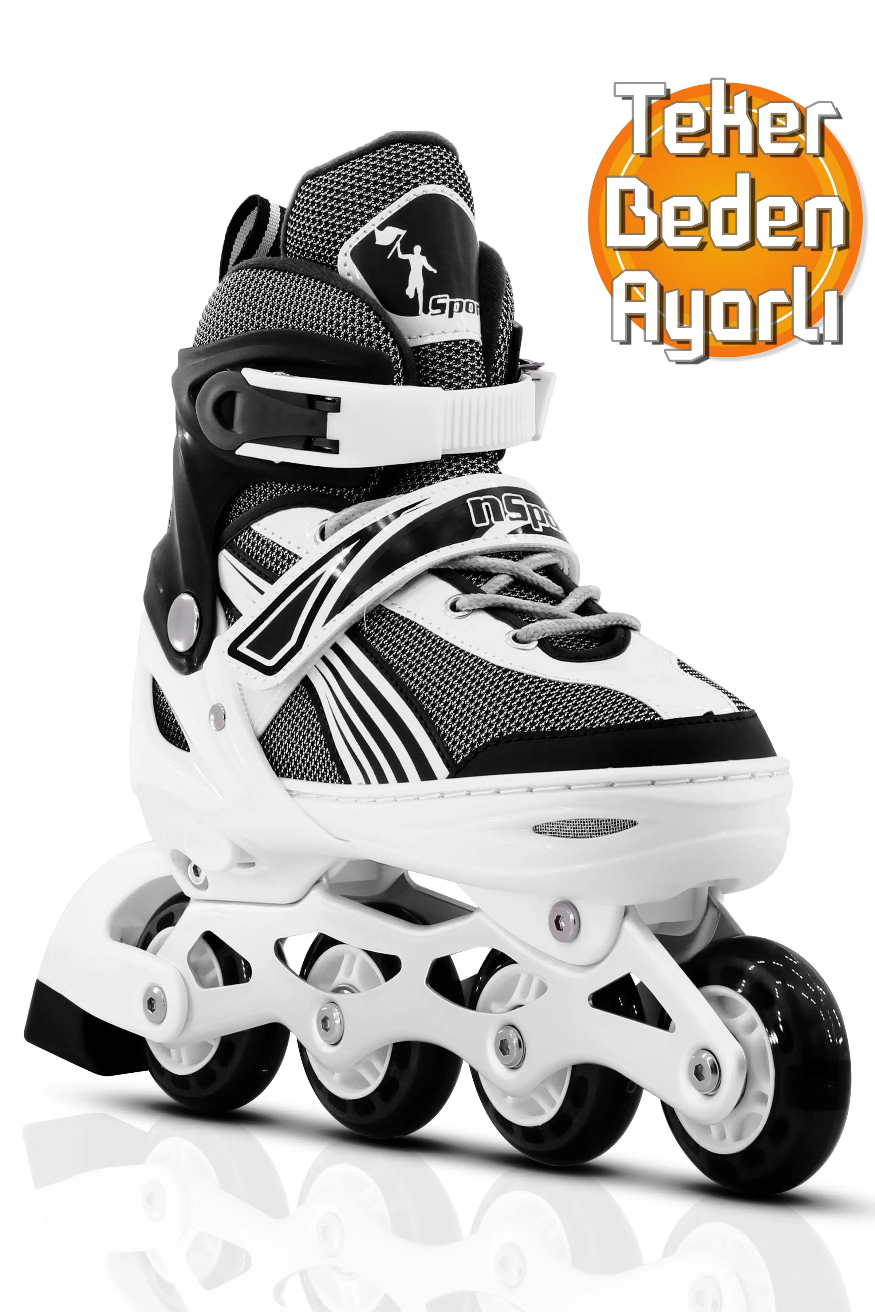 Metal Taban Paten Işıklı Ayarlanabilir Tekerli ve Bedenli Alıştırma Çocuk Genç Pateni SİYAH 8780