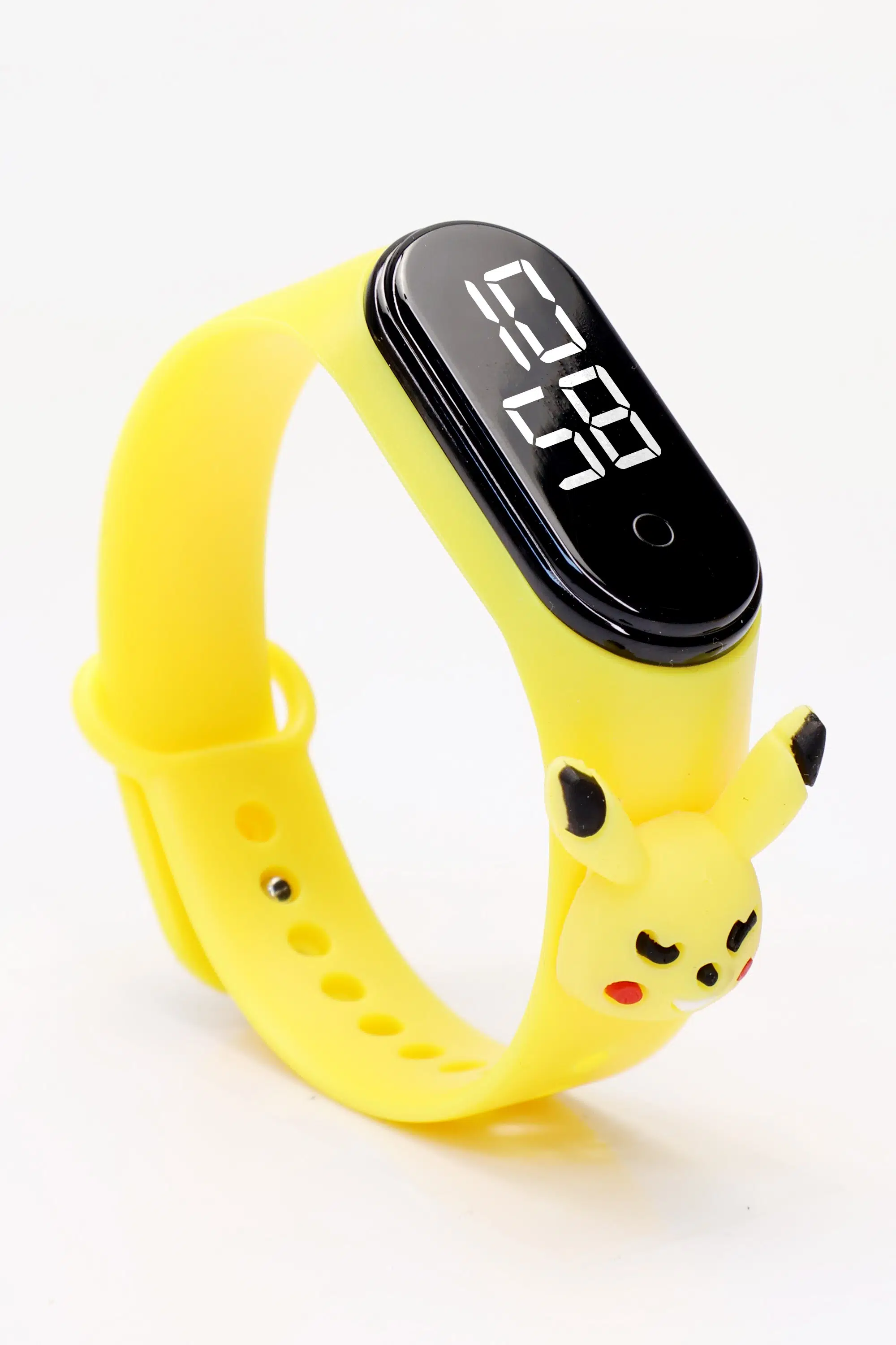 Pikaçu Figürlü Dijital LED Takvimli Çocuk Kol Saati Dokunmatik Tuşlu Su Geçirmez Sarı-Pikaçu