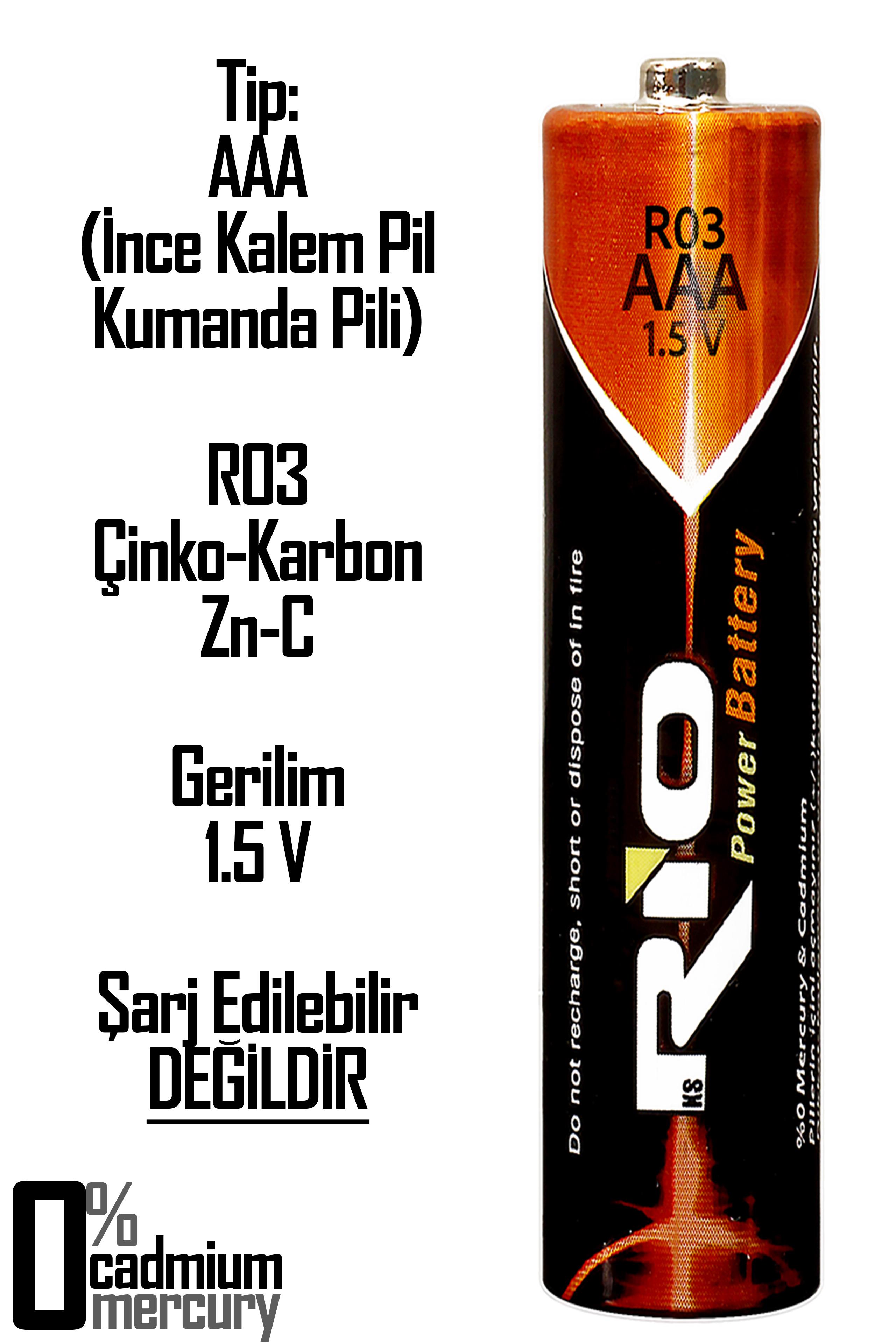 Rio 24lü (12 AA + 12 AAA) İnce ve Kalın Kalem Pil Seti Saat R03 ve R6P Pili Çinko Karbon Pil Zn-C 1.5V Rio 24lü (12 AA + 12 AAA) İnce ve Kalın Kalem Pil Seti Saat R03 ve R6P Pili Çinko Karbon Pil Zn-C 1.5V