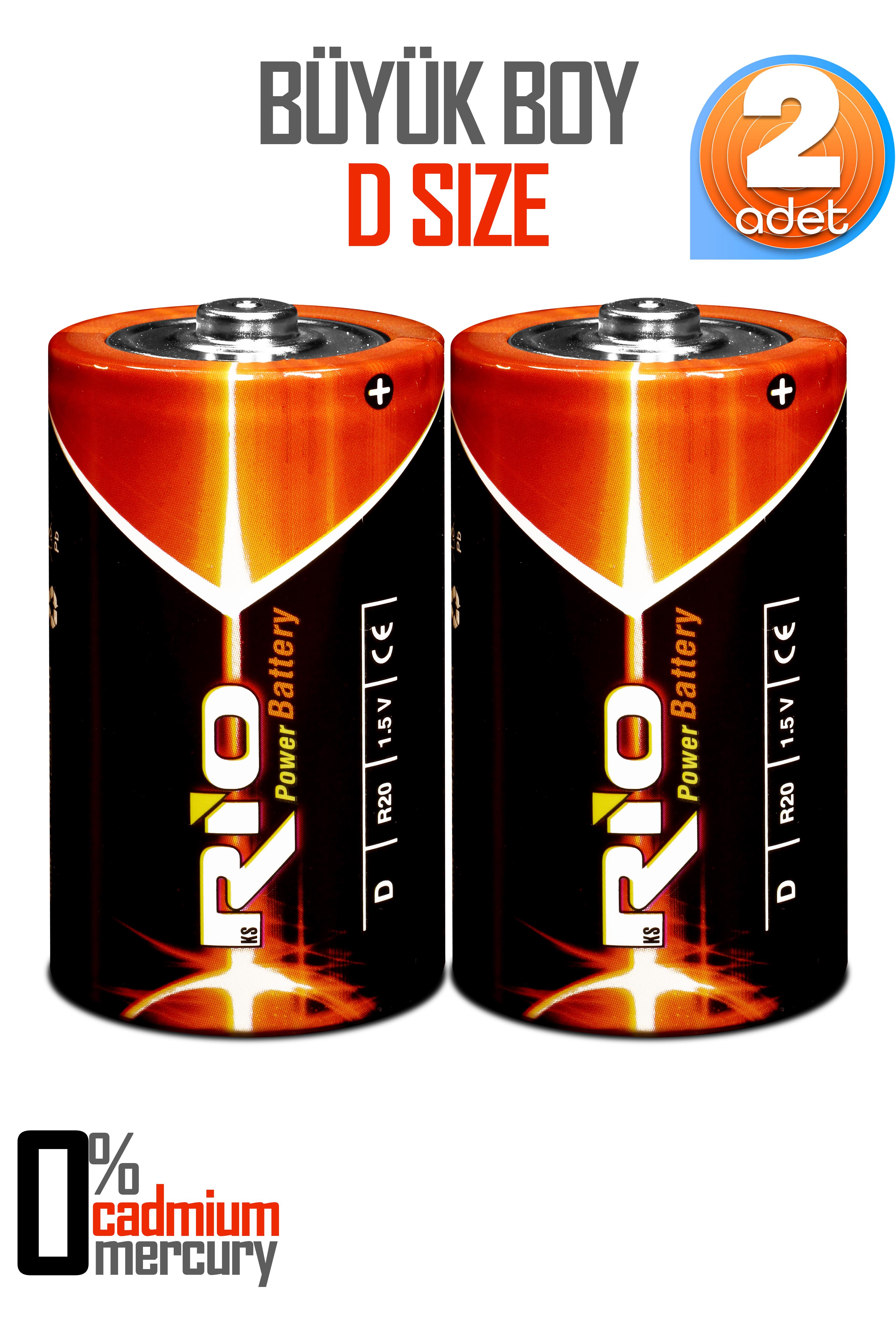 Rio 2li Büyük Boy Pil R20 D-Size Pil D Boy Pil Oyuncak Pili Çinko Karbon Pil Zn-C 1.5 V Rio 2li Büyük Boy Pil R20 D-Size Pil D Boy Pil Oyuncak Pili Çinko Karbon Pil Zn-C 1.5 V