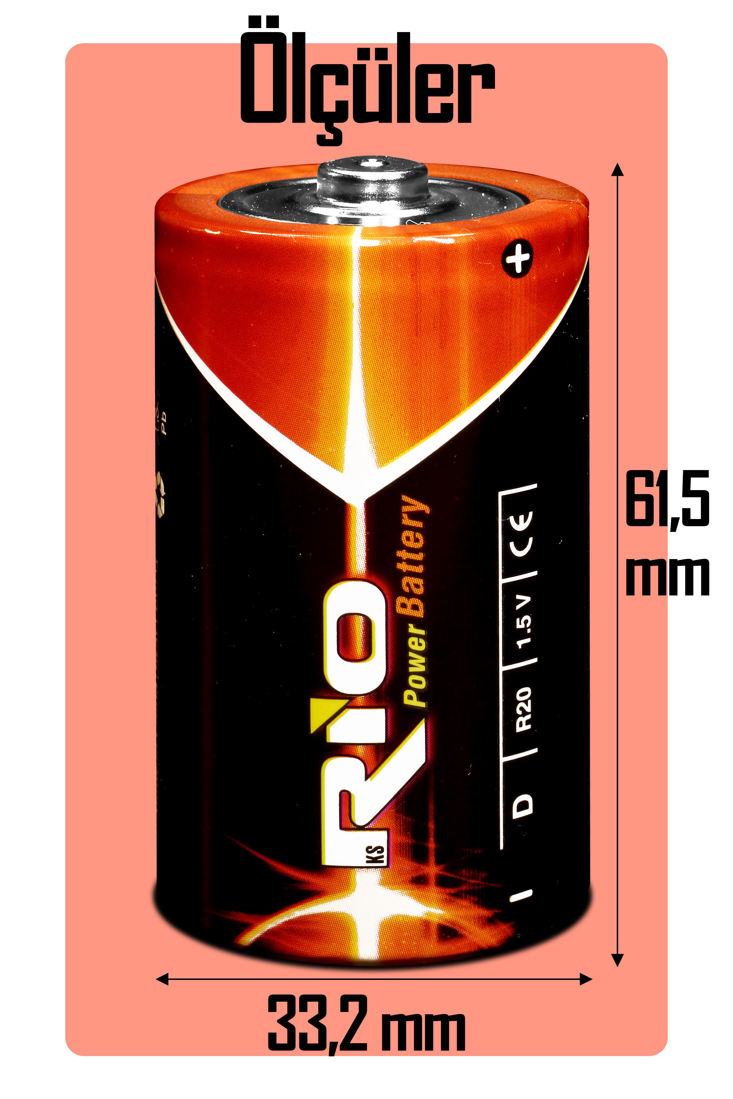 Rio 6lı Büyük Boy Pil R20 D-Size Pil D Boy Pil Oyuncak Pili Çinko Karbon Pil Zn-C 1.5 V Rio 6lı Büyük Boy Pil R20 D-Size Pil D Boy Pil Oyuncak Pili Çinko Karbon Pil Zn-C 1.5 V