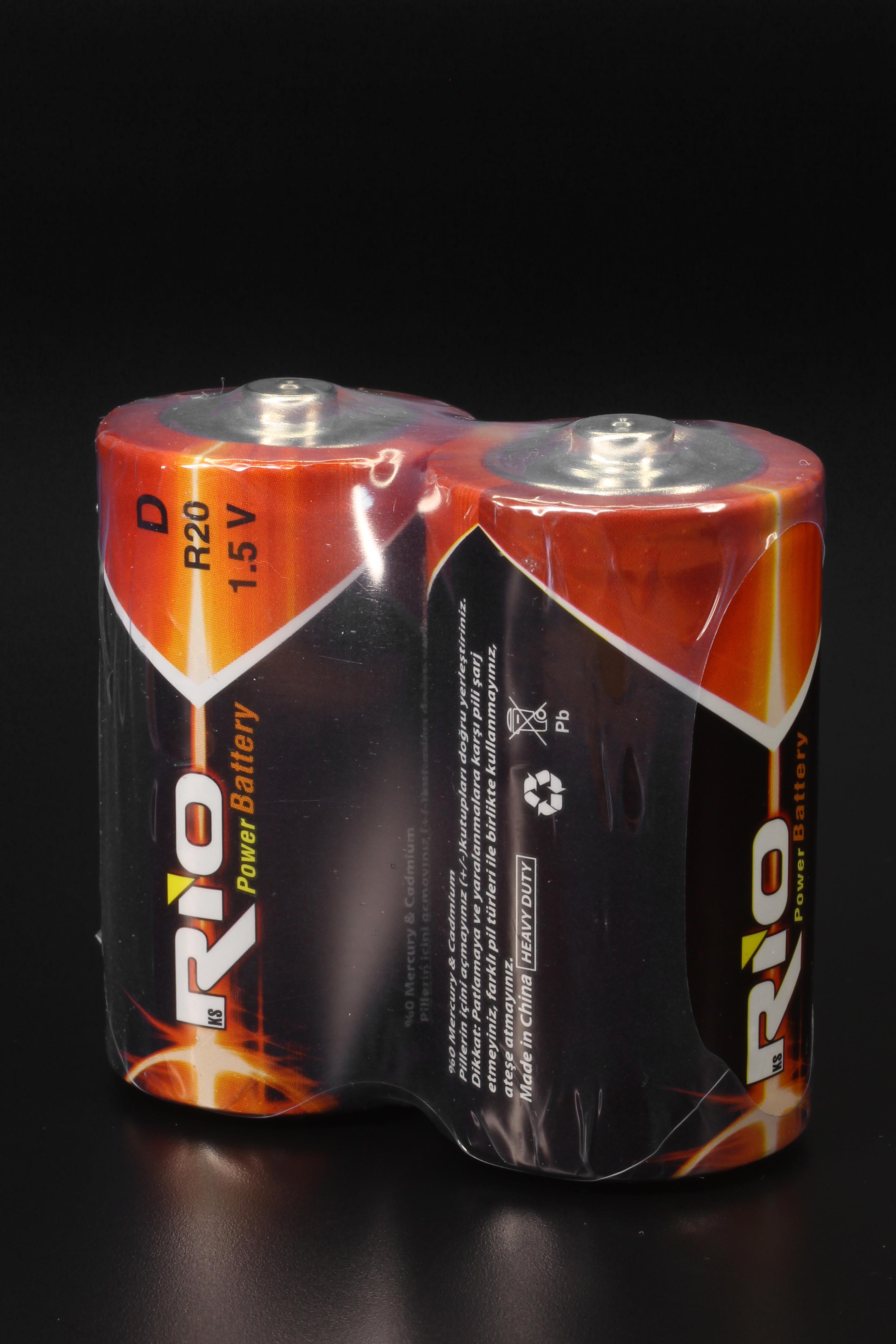 Rio 6lı Büyük Boy Pil R20 D-Size Pil D Boy Pil Oyuncak Pili Çinko Karbon Pil Zn-C 1.5 V Rio 6lı Büyük Boy Pil R20 D-Size Pil D Boy Pil Oyuncak Pili Çinko Karbon Pil Zn-C 1.5 V