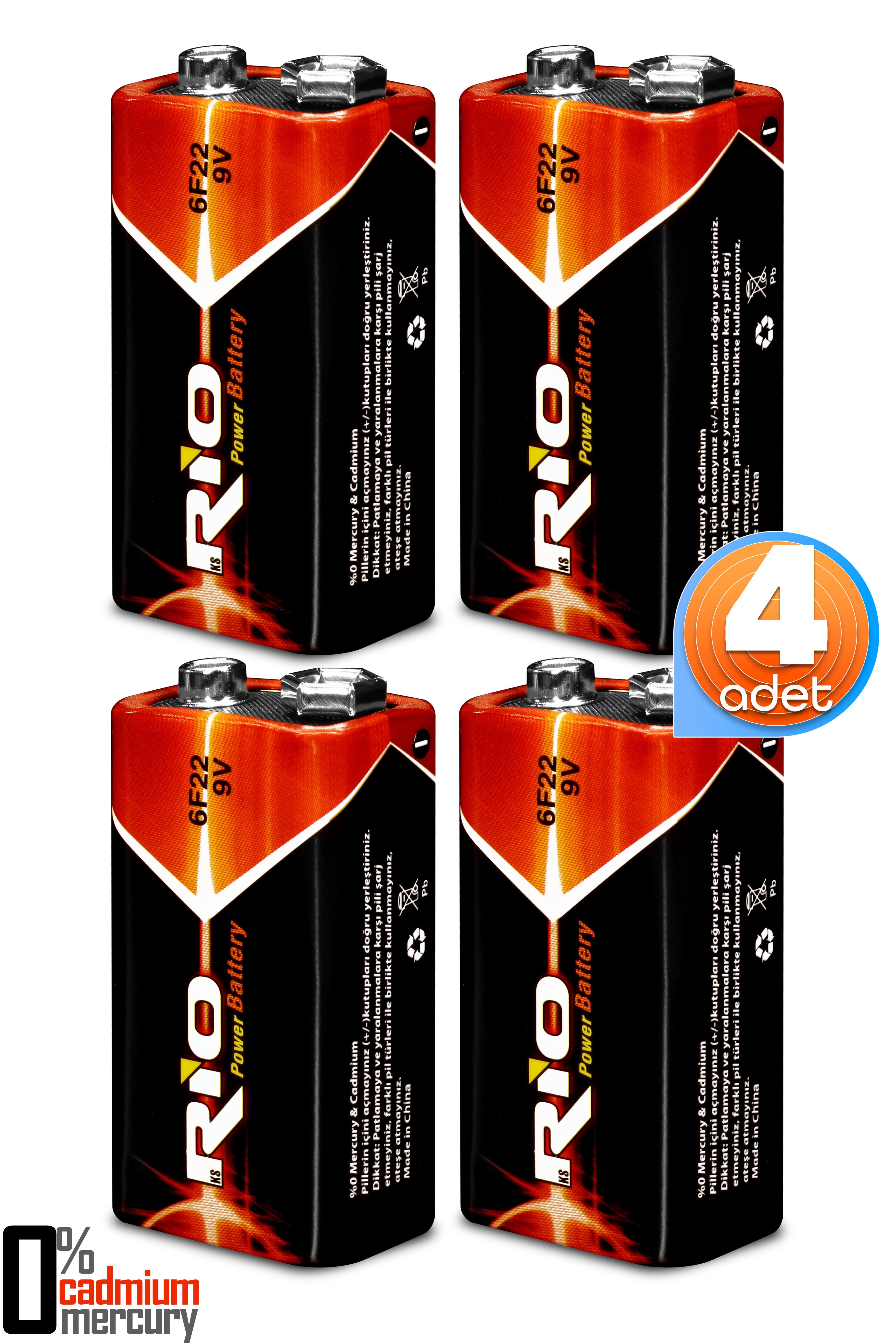 Rio 4lü 9V Volt Kare Pil Elektronik Pili Çinko Karbon Pil Zn-C 9 V Rio 4lü 9V Volt Kare Pil Elektronik Pili Çinko Karbon Pil Zn-C 9 V
