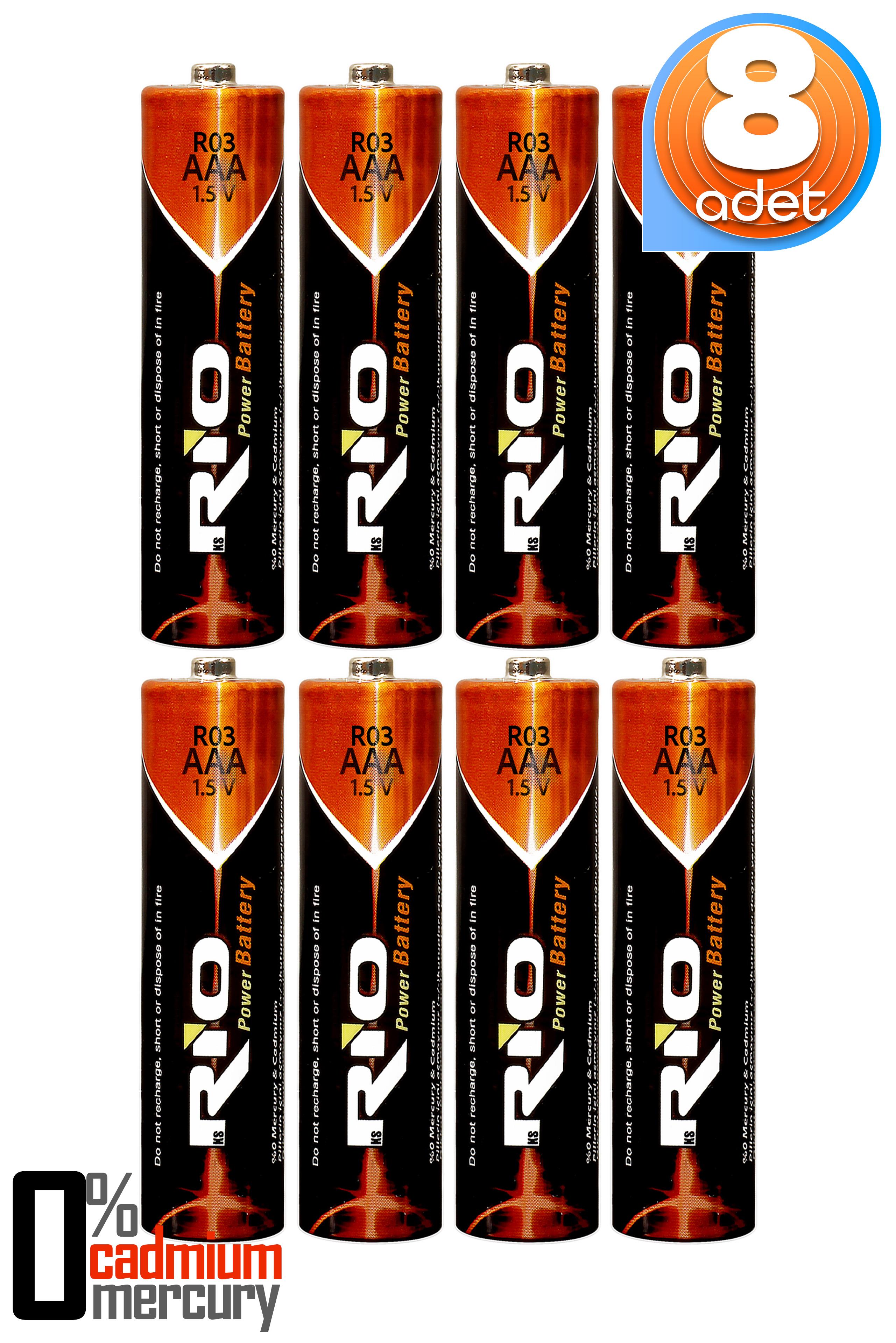 Rio 8li AAA R03 İnce Kalem Pil Kumanda Pili Çinko Karbon Pil Zn-C 1.5V Rio 8li AAA R03 İnce Kalem Pil Kumanda Pili Çinko Karbon Pil Zn-C 1.5V