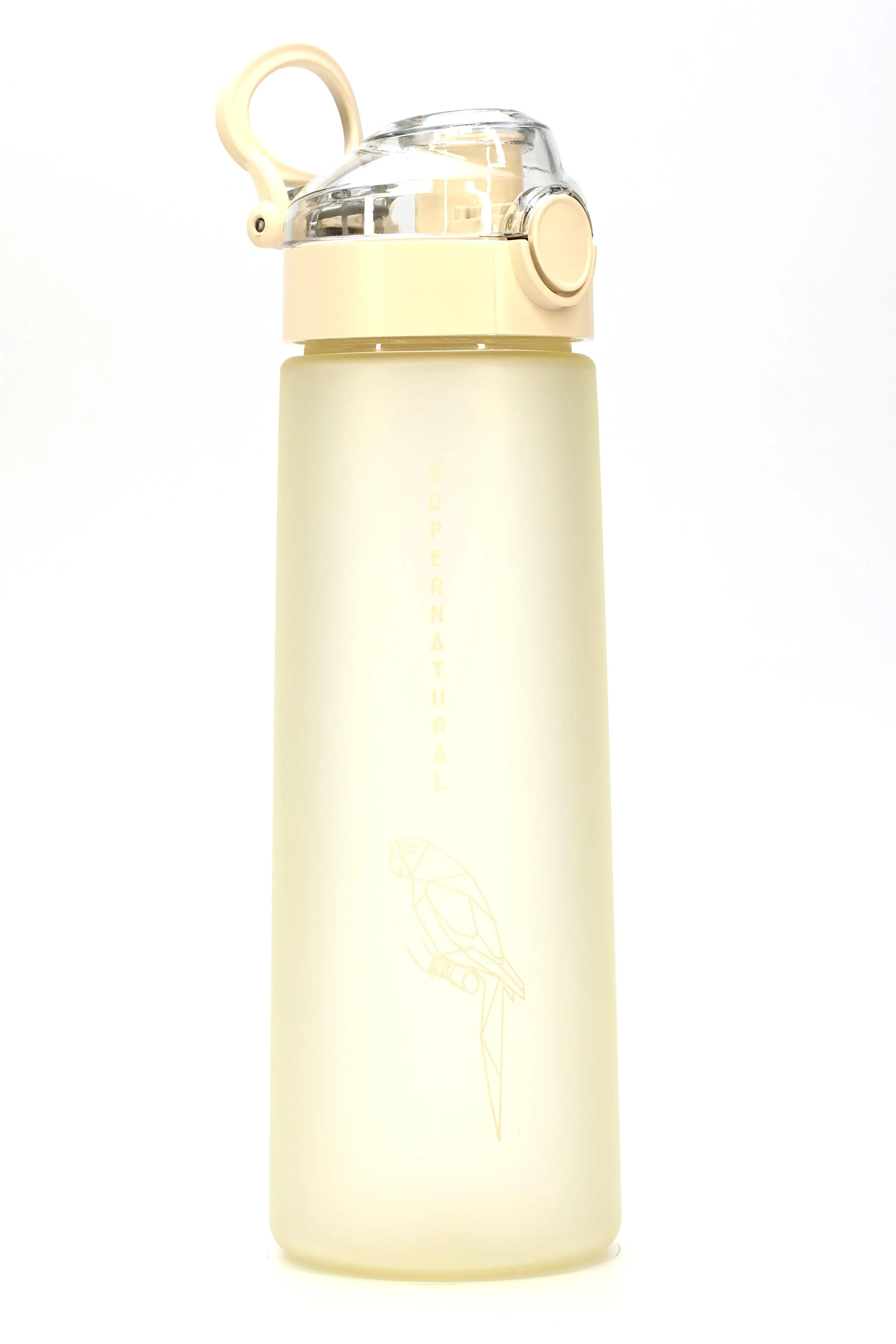 Su Matarası Tritan Geniş Ağız Su Şişesi Luxury Spor Matarası Suluğu BPAsız 730 mL Bej 0110