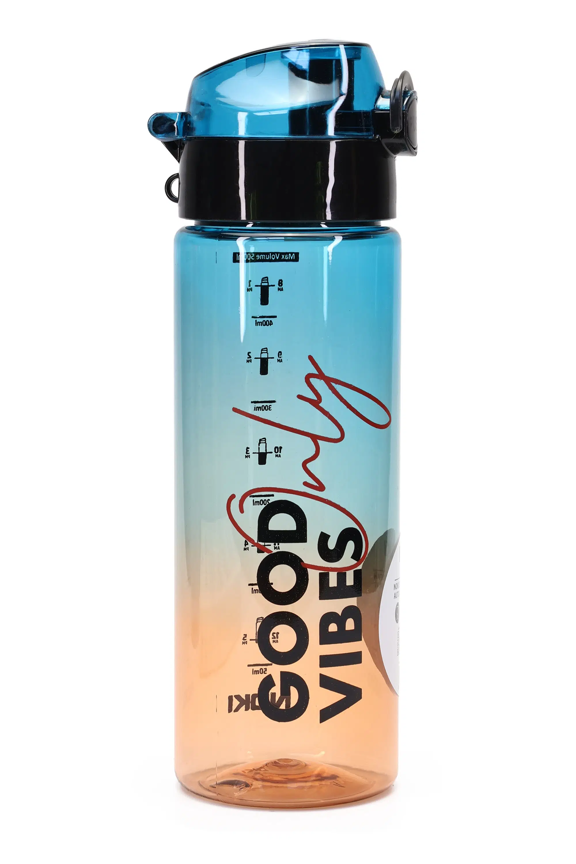 Su Matarası Tritan Geniş Ağız Su Şişesi Good Vibes Spor Matarası Suluğu BPAsız 550 mL Mavi 0100
