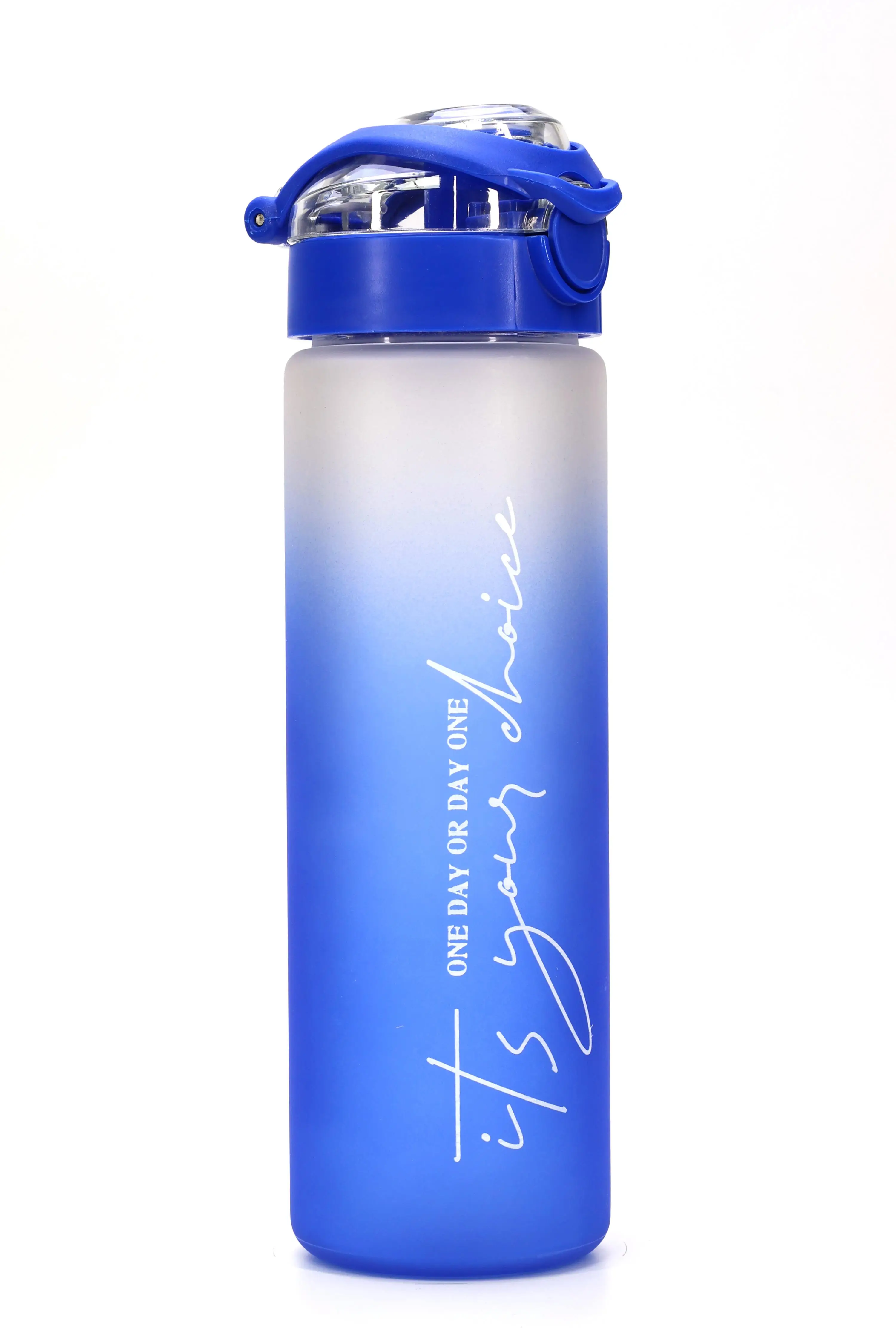 Su Matarası Tritan Geniş Ağız Su Şişesi Gradient Type Spor Matarası Suluğu BPAsız 630 mL Mavi 0111