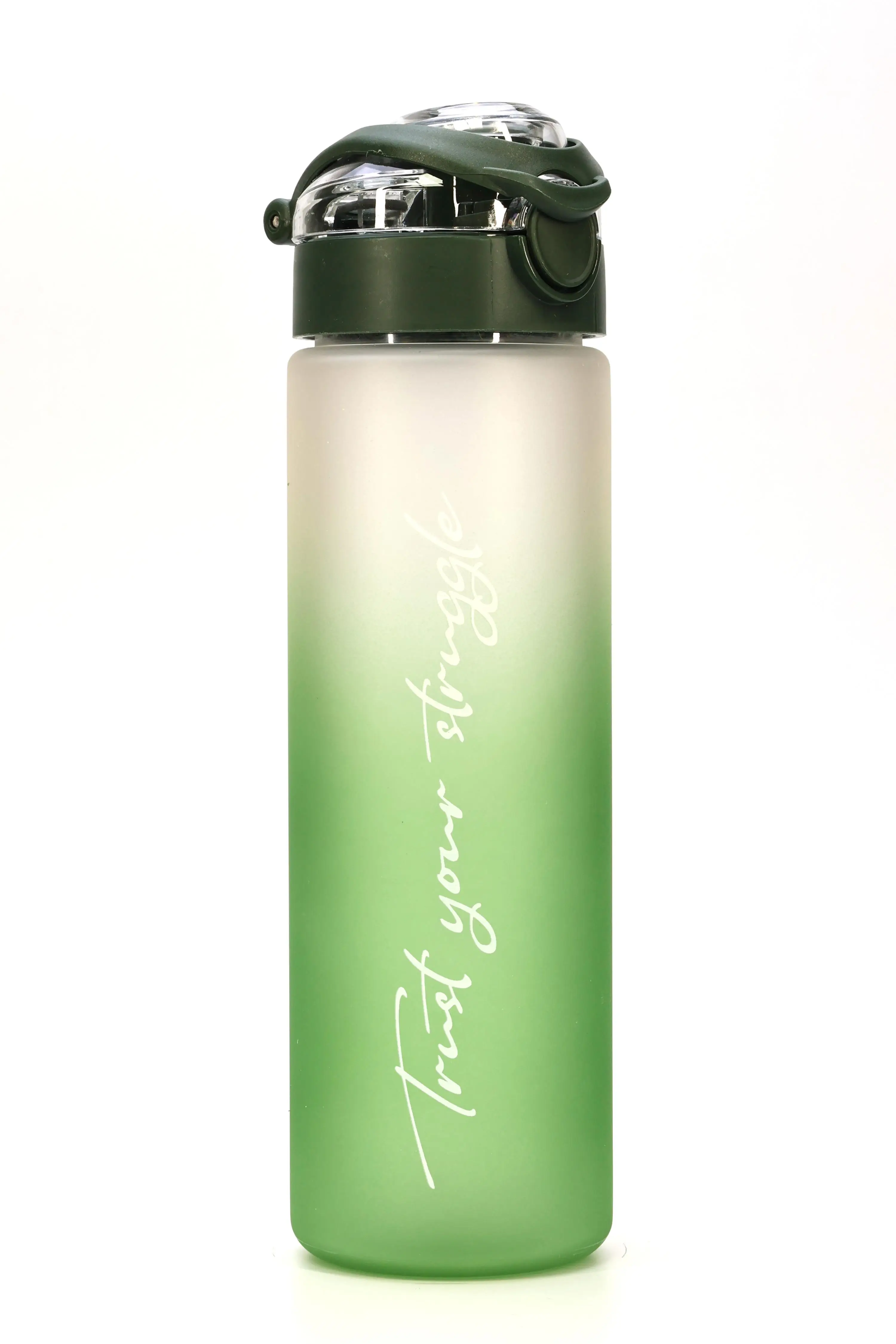 Su Matarası Tritan Geniş Ağız Su Şişesi Gradient Type Spor Matarası Suluğu BPAsız 630 mL Yeşil 0111