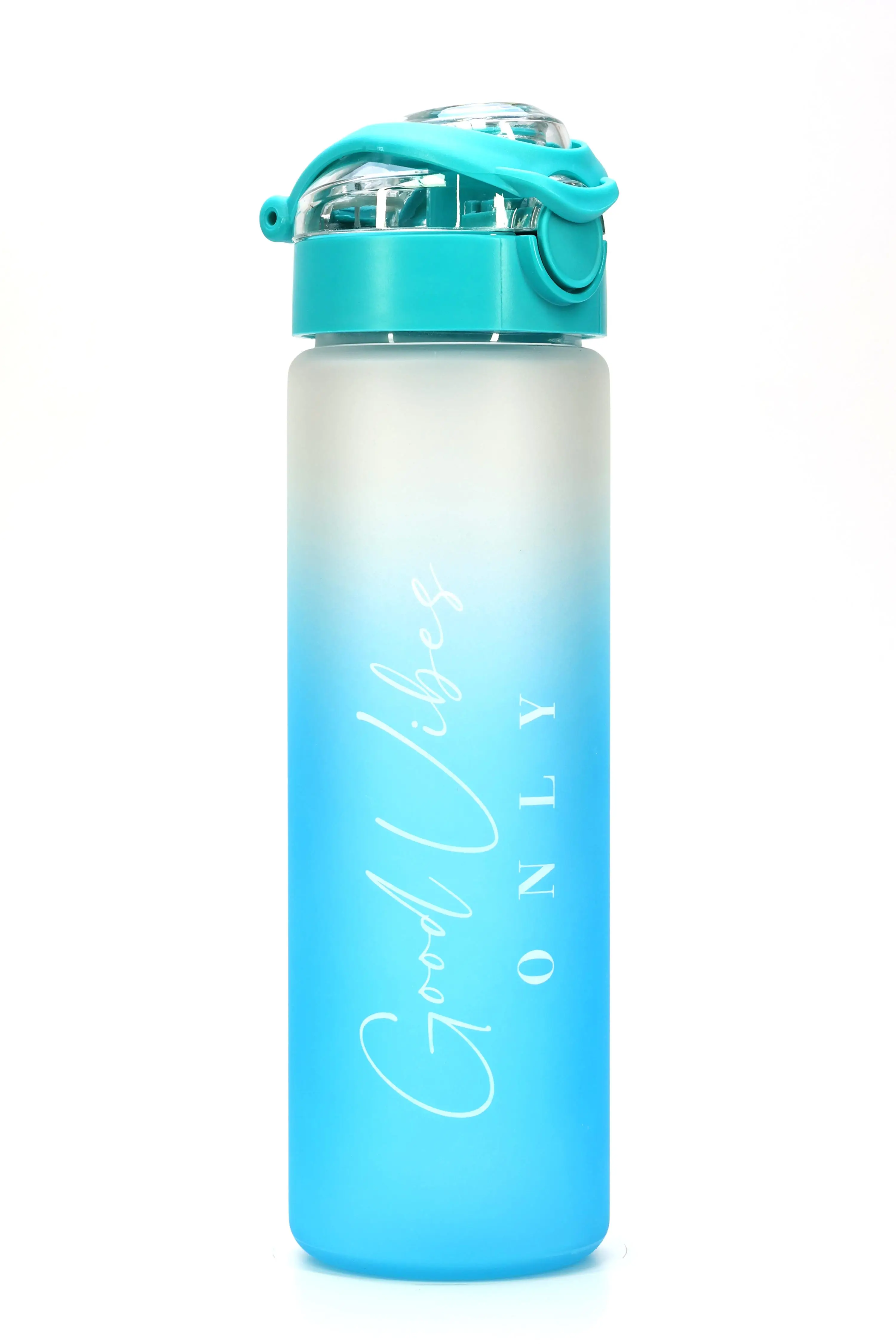 Su Matarası Tritan Geniş Ağız Su Şişesi Gradient Type Spor Matarası Suluğu BPAsız 630mL Turkuaz 0111