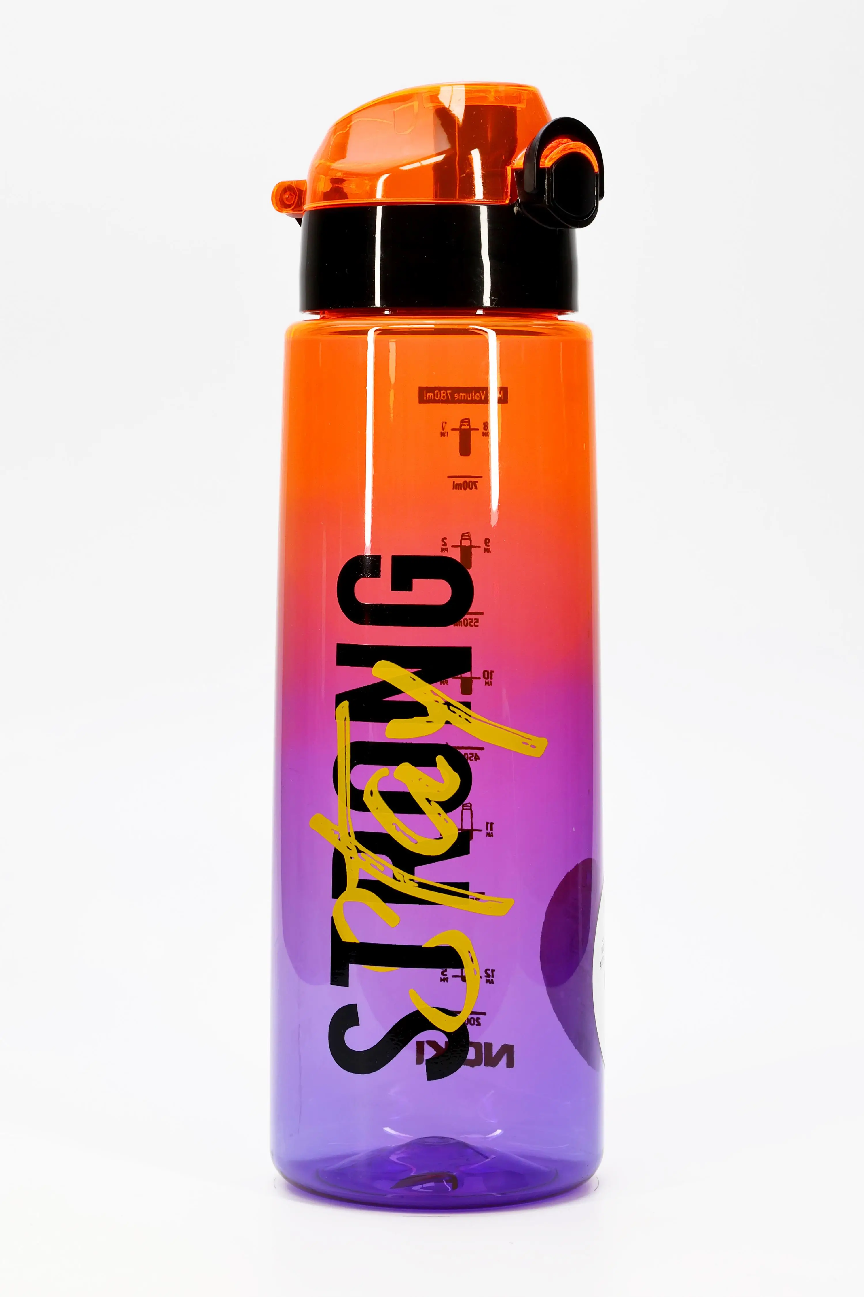 Su Matarası Tritan Geniş Ağız Su Şişesi Grafiti Spor Matarası Suluğu BPAsız 800 mL Turuncu 0104