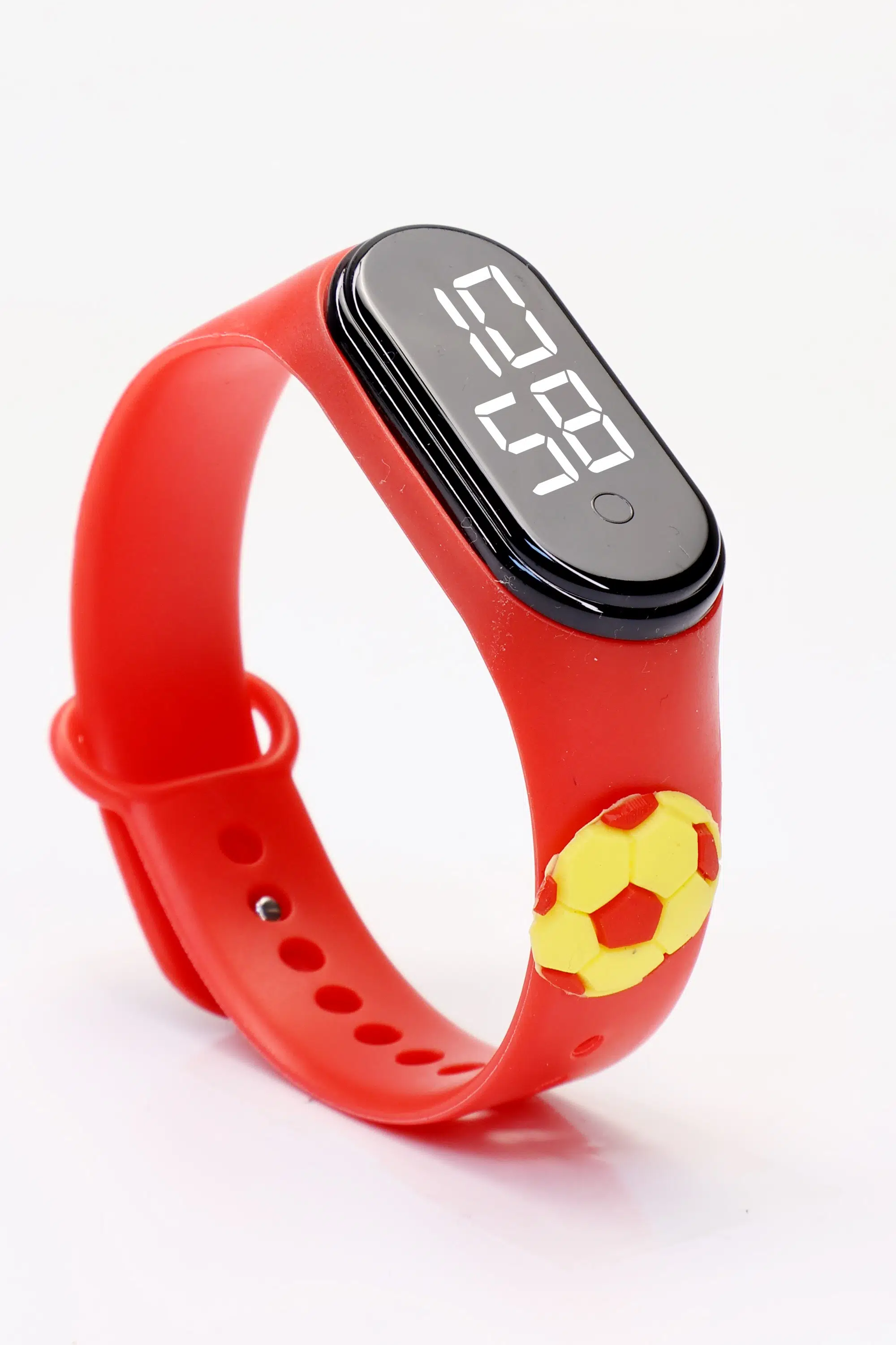 Top Figürlü Dijital LED Takvimli Çocuk Kol Saati Dokunmatik Tuşlu Su Geçirmez Kırmızı-Top