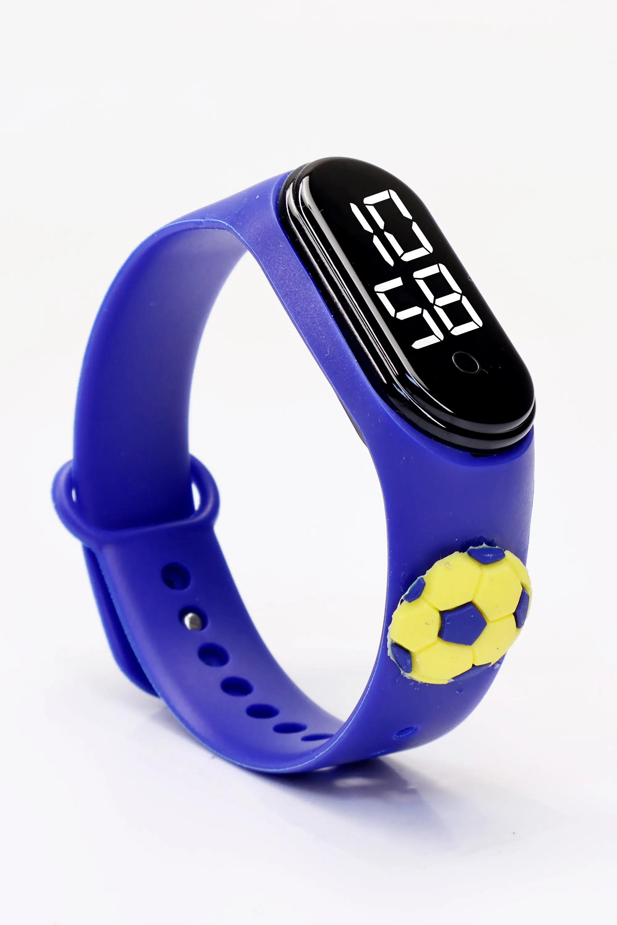 Top Figürlü Dijital LED Takvimli Çocuk Kol Saati Dokunmatik Tuşlu Su Geçirmez Mavi-Top