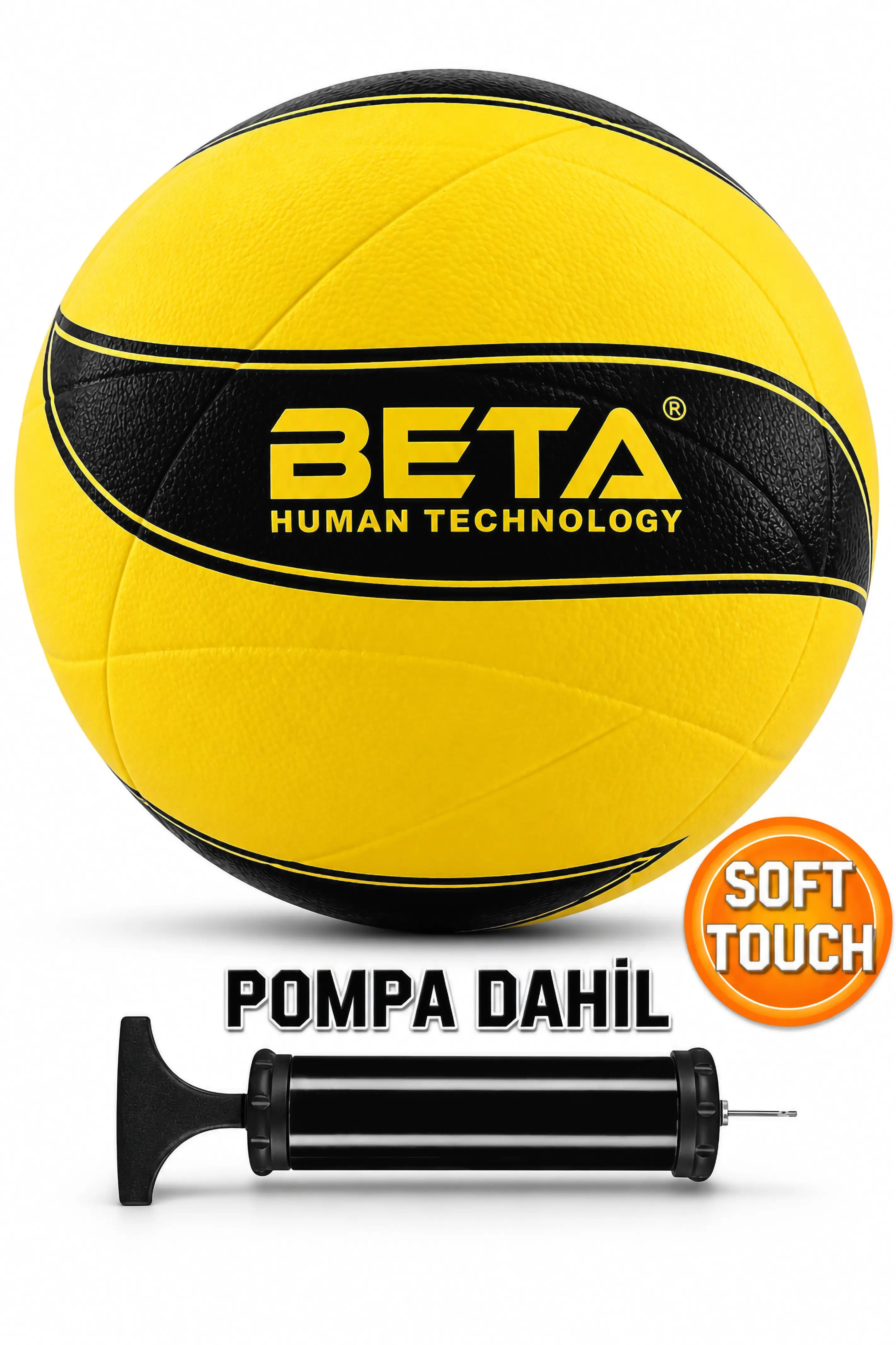 Voleybol Topu Pompalı Dahil Set Kauçuk Beta Dikişsiz Yekpare Üretim Siyah